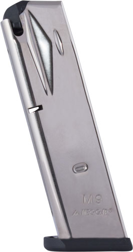 Mec-Gar 9mm 15-Round Magazine for Beretta 92FS Nickel Plated Steel Construction