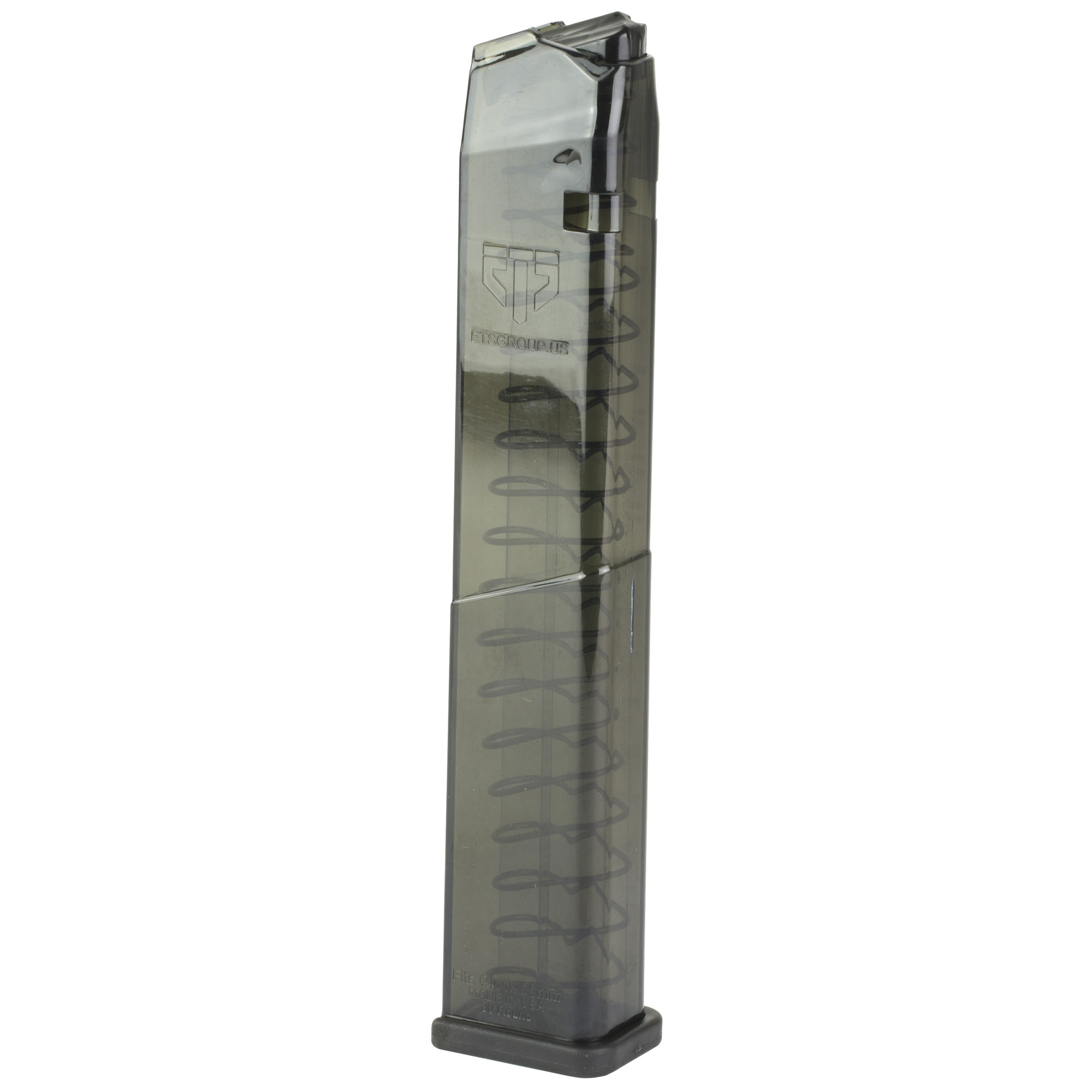 ETS Group 30rd Extended Pistol Magazine 10mm Auto Compatible with Glock 20 29 40 Carbon Smoke
