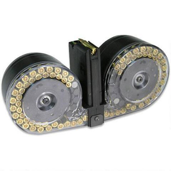 RWB Rwb Dual Drum Mag AR15 100rd Clear Front Polymer 5.56 NATO .223 Remington