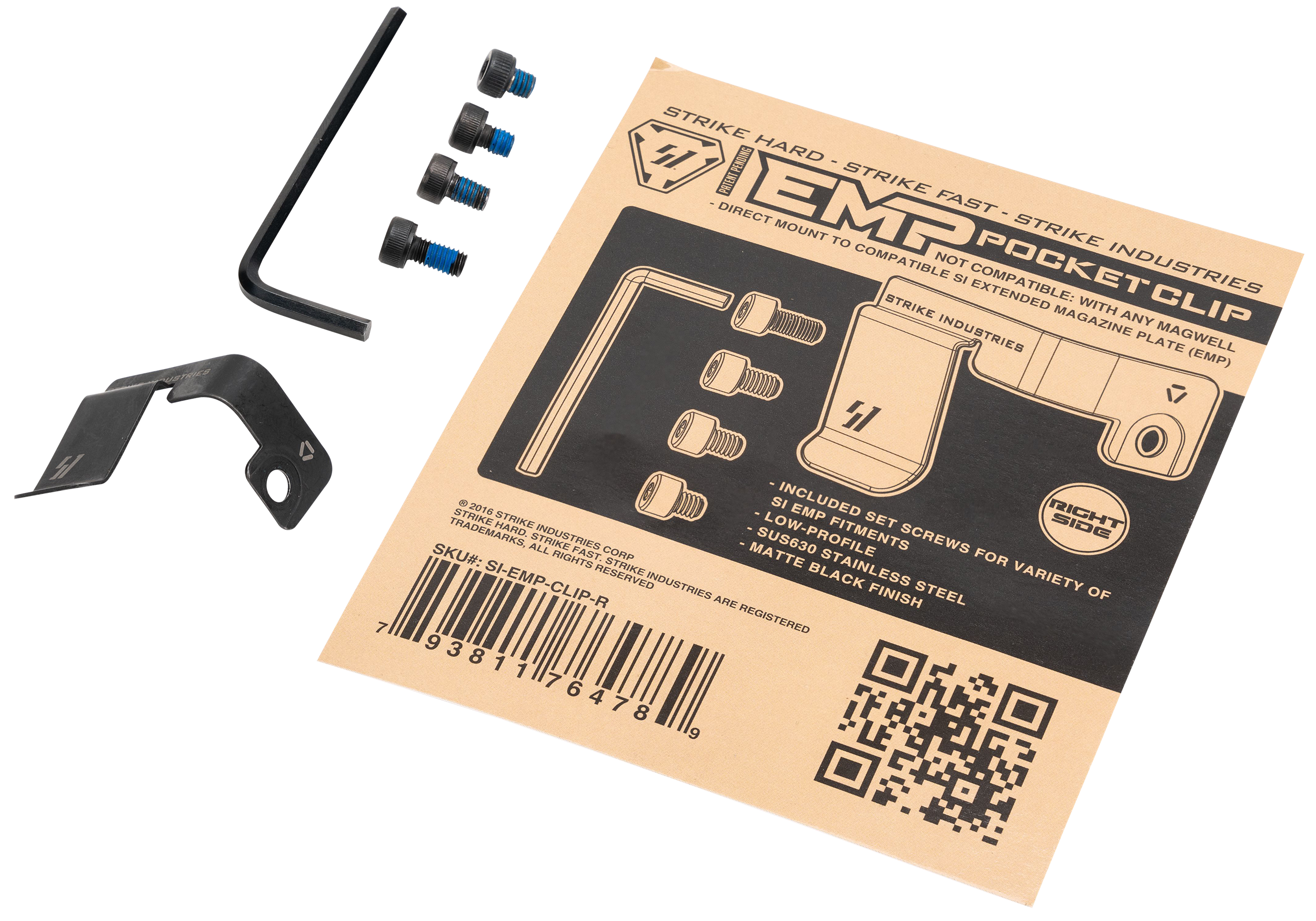 Strike Industries EMPCLIPR Stainless Steel Magazine Pocket Clip for SI EMP Mag Extension