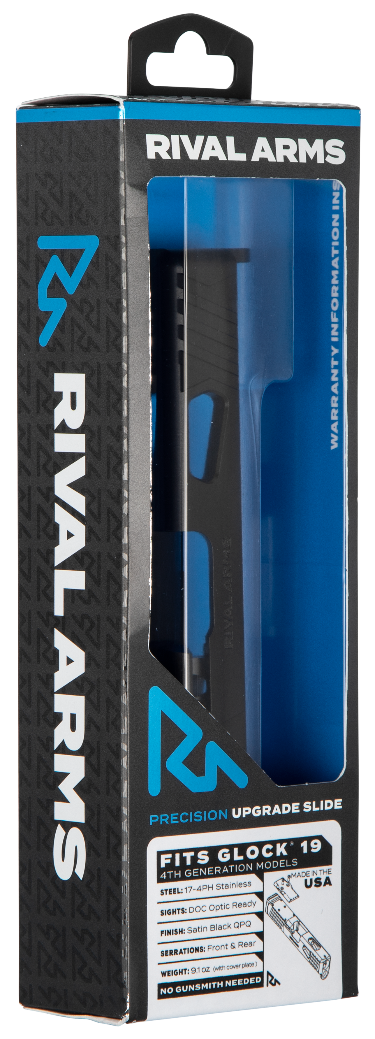 Rival Arms Precision Slide A1 Docter Cut Qpq Case Hardened 17-4 Glock 19 Gen4