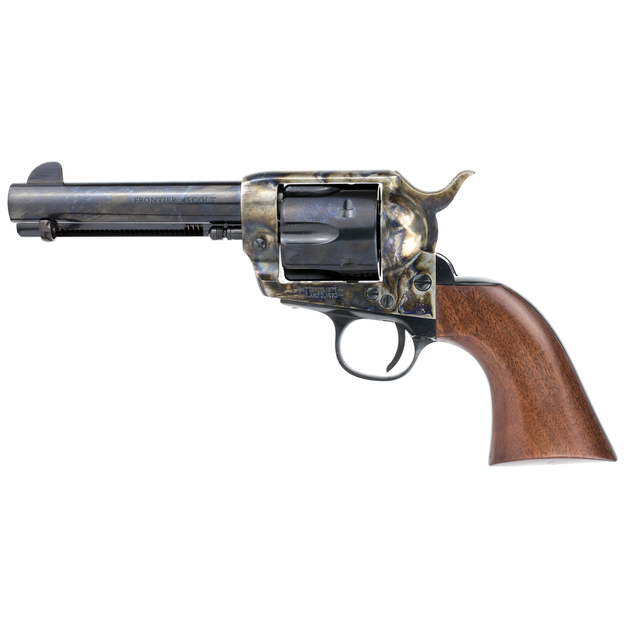 Cimarron Frontier, 45 Colt, 4.75 in, 6 Rounds, Case Hardened, Walnut Grips