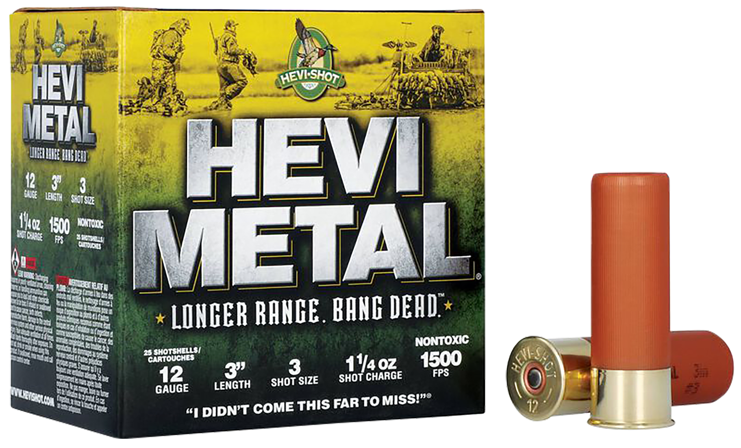 HEVI-Metal HS38003 HEVI-Metal Longer Range 12Gauge 3" 1 1/4oz 3Shot 25 Rounds