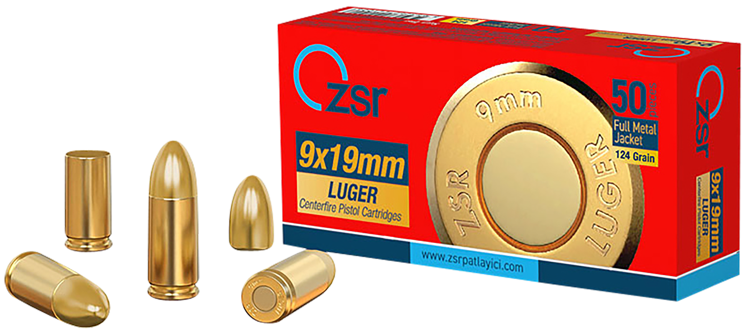 Ammo Inc ZSR9MM124 ZSR  9mm 124gr Full Metal Jacket 50 Rounds