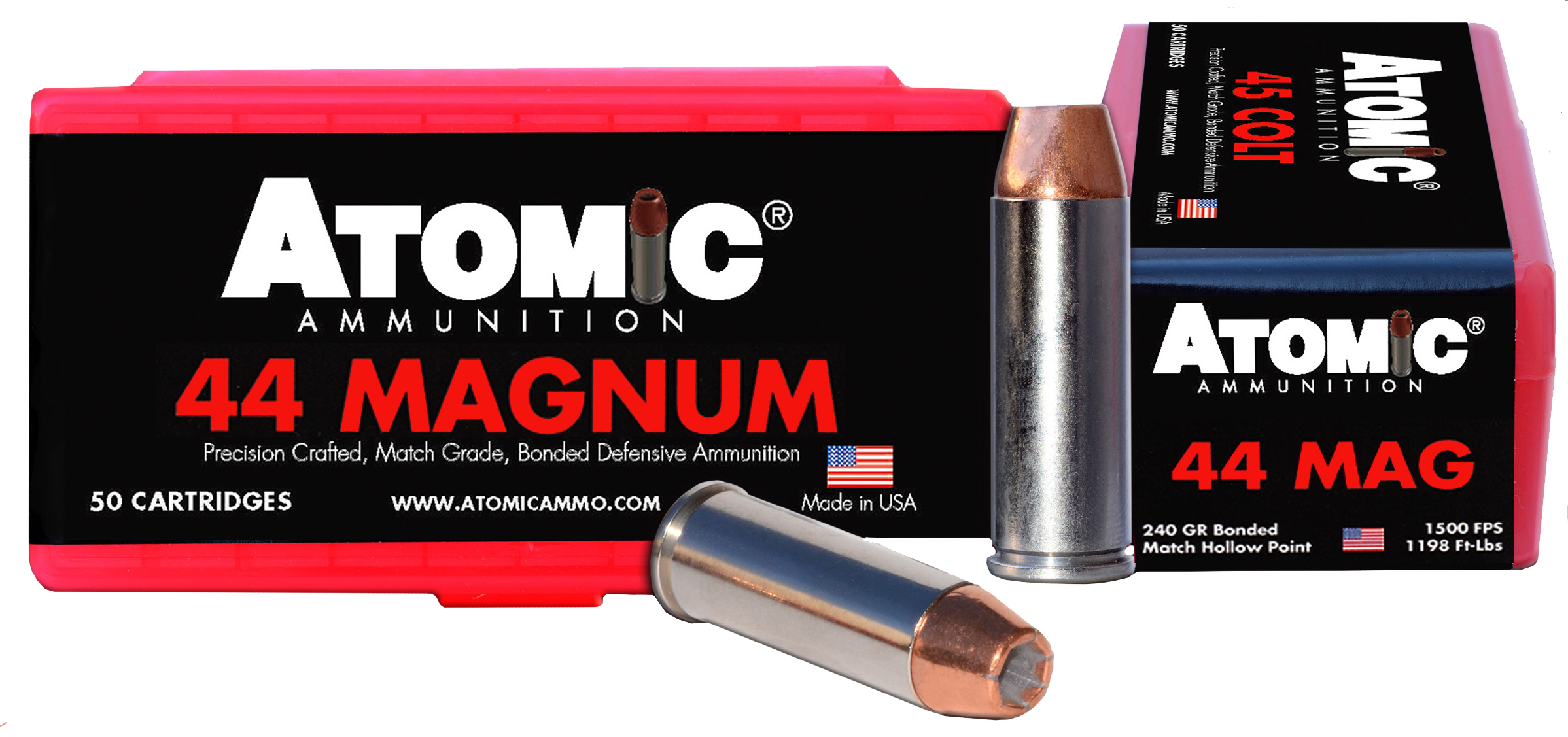 Atomic Ammunition 00440 Pistol Precision Craft 44Rem Mag 240gr Bonded Match Hollow Point 50 Rounds