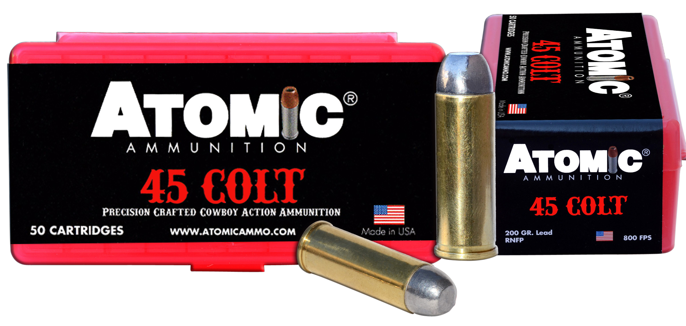 Atomic Ammunition 00434 Cowboy Action Precision Craft 45Colt 200gr Lead Round Nose Flat Point 50 Rounds