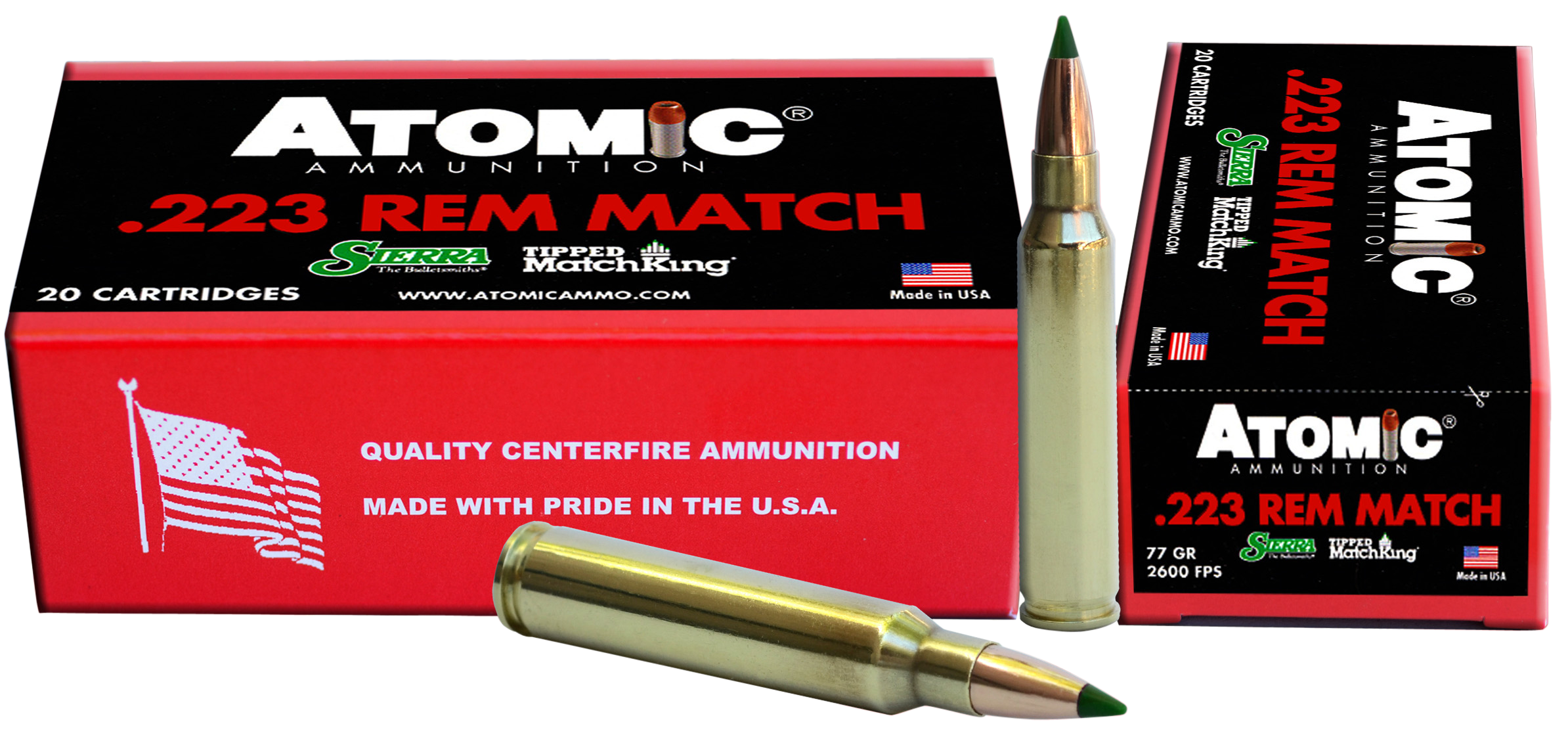 Atomic Ammunition 00459 Rifle Match 223Rem 77gr Tipped MatchKing 20 Rounds