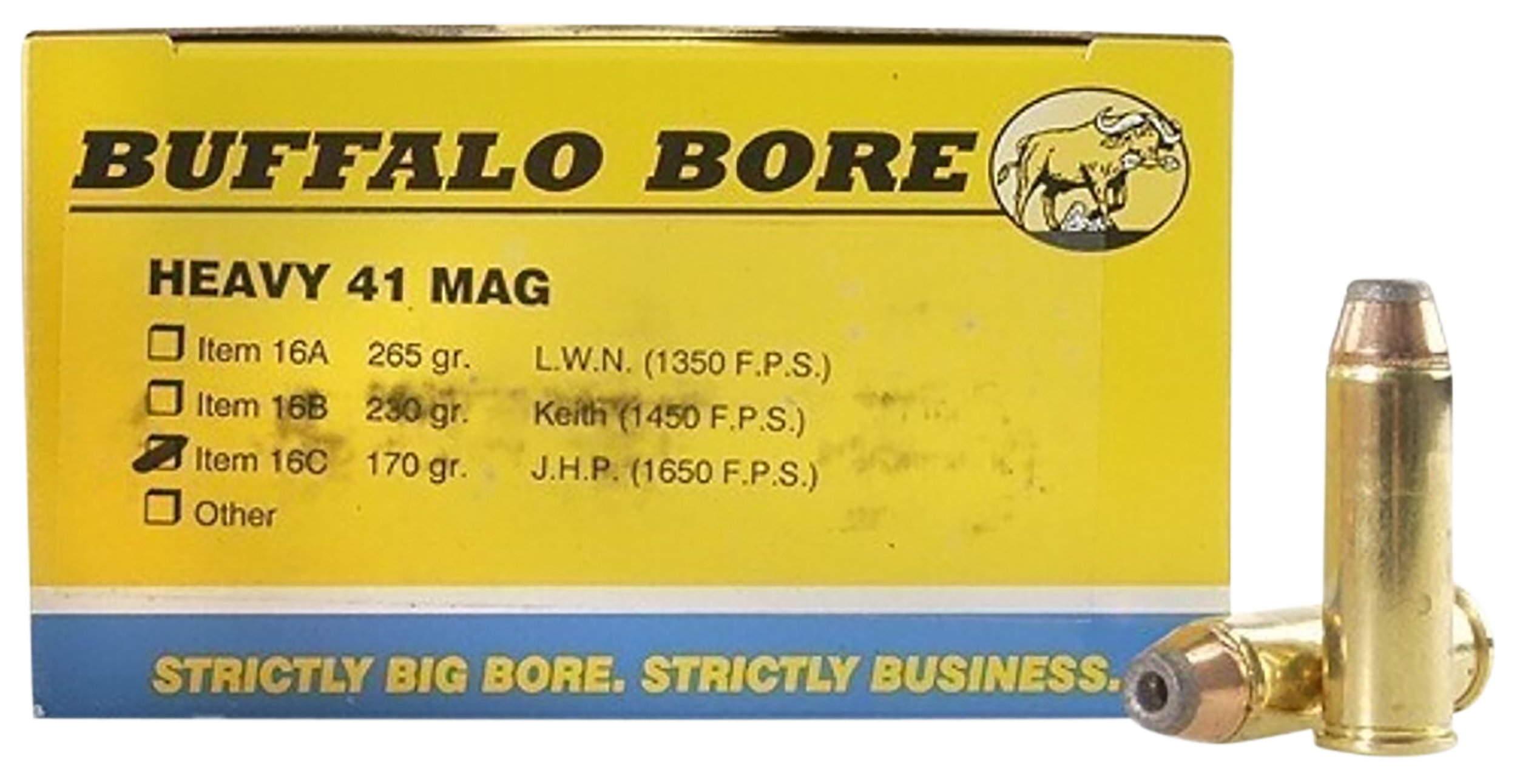 Buffalo Bore Ammunition 16C20 Heavy Strictly Business 41Rem Mag 170gr Jacket Hollow Point 20 Rounds