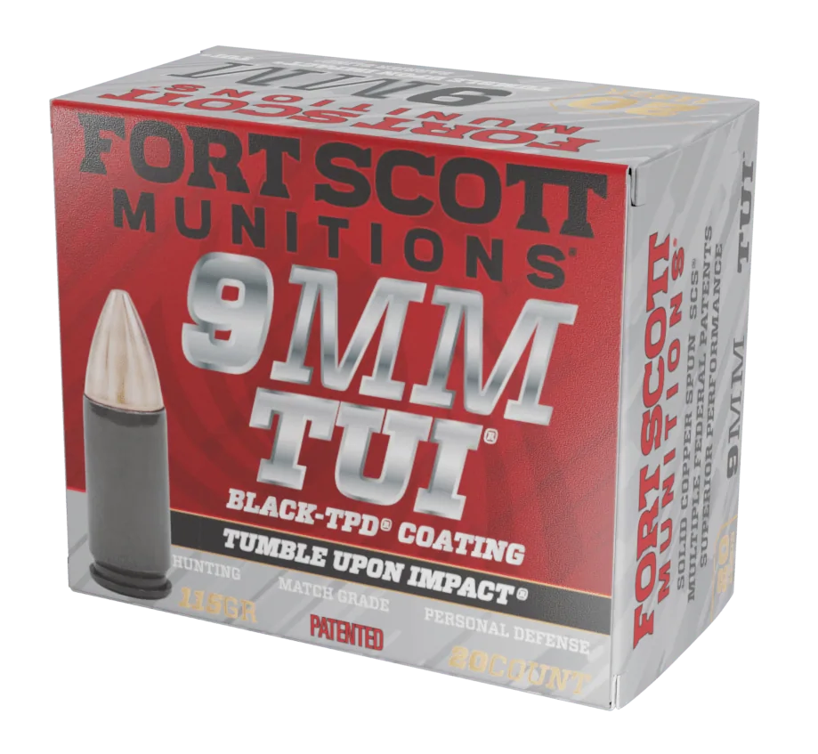 Fort Scott Munitions 9MM115SCVTPD Tumble Upon Impact (TUI)  9mmLuger 115gr Solid Copper Spun 20 Rounds *TPD-9 Coated