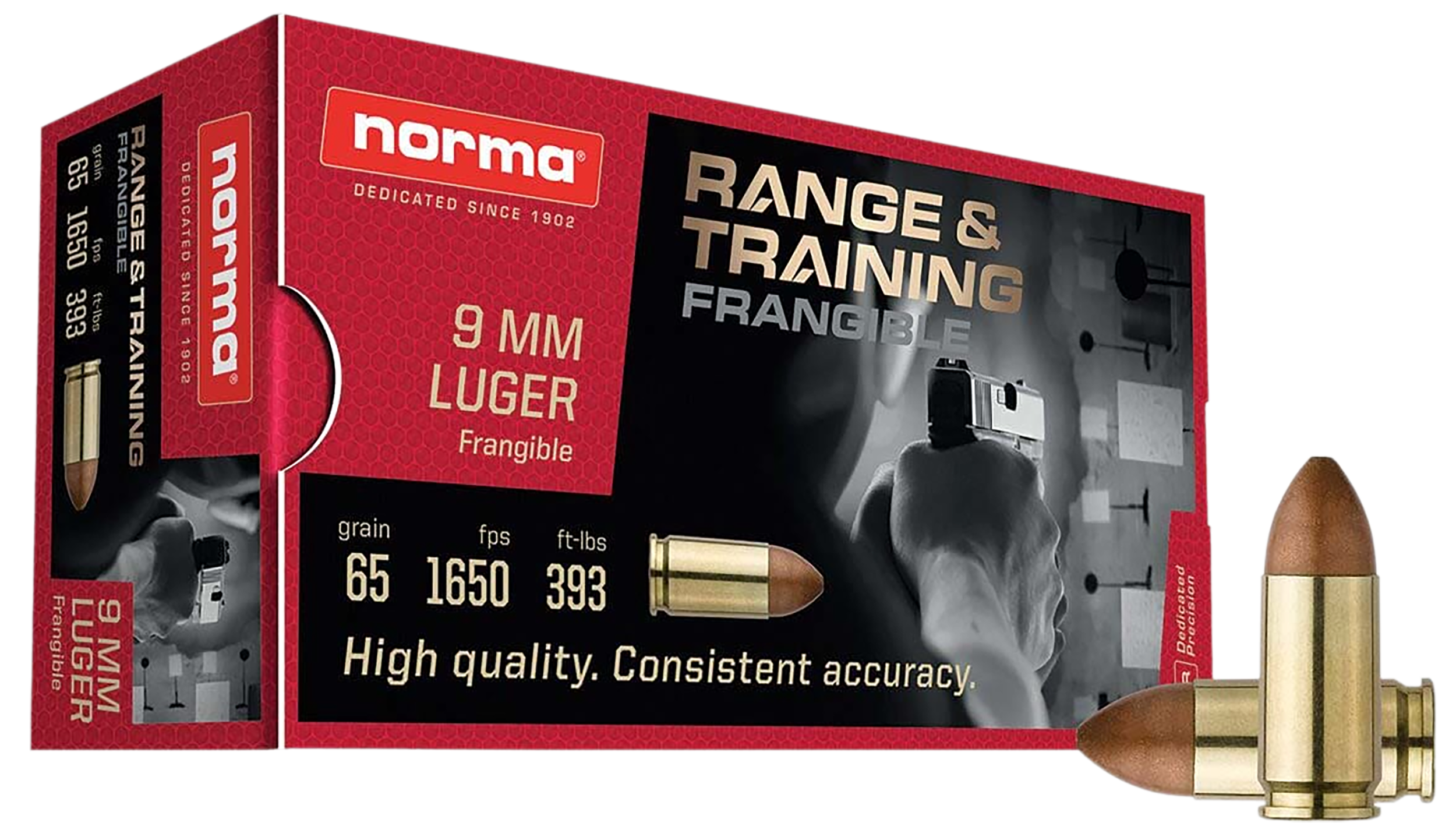 Norma Ammunition 630140050 Range & Training  9mm 65gr Frangible 50 Rounds