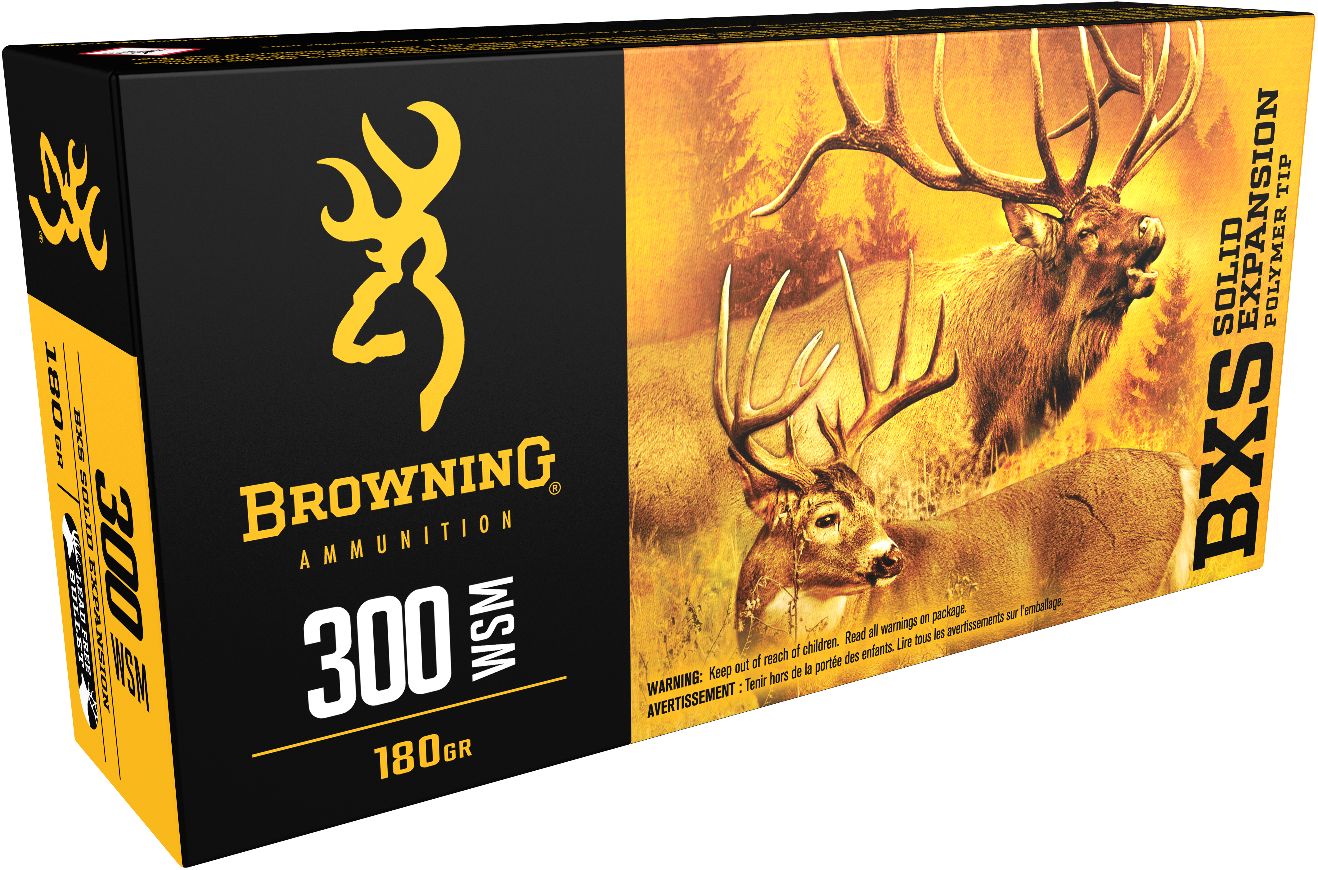 Browning BXS Copper Expansion 300 Winchester Short Magnum Lead Free Solid Expansion Polymer Tip 180 Grain 20 Rounds