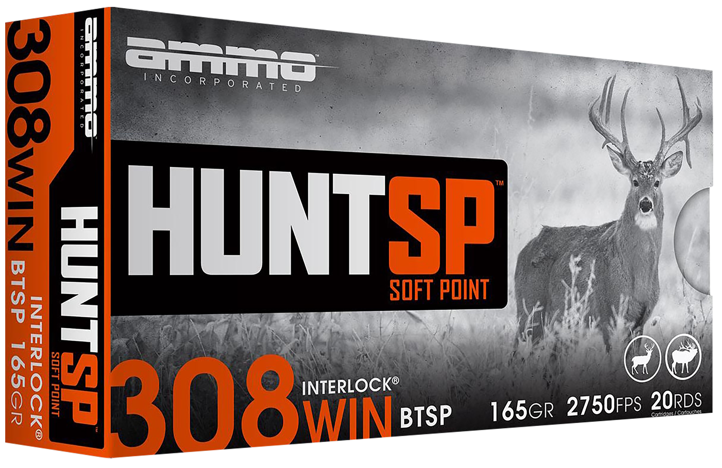 Ammo Inc 308165SPA20 Hunt 308Win 165gr Soft Point 20 Rounds