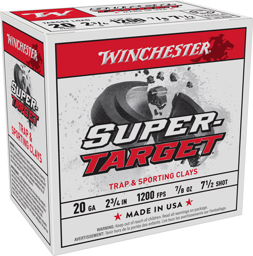 Winchester Super Target 20 Gauge Lead Shot 7.5 Grain 250 Rounds