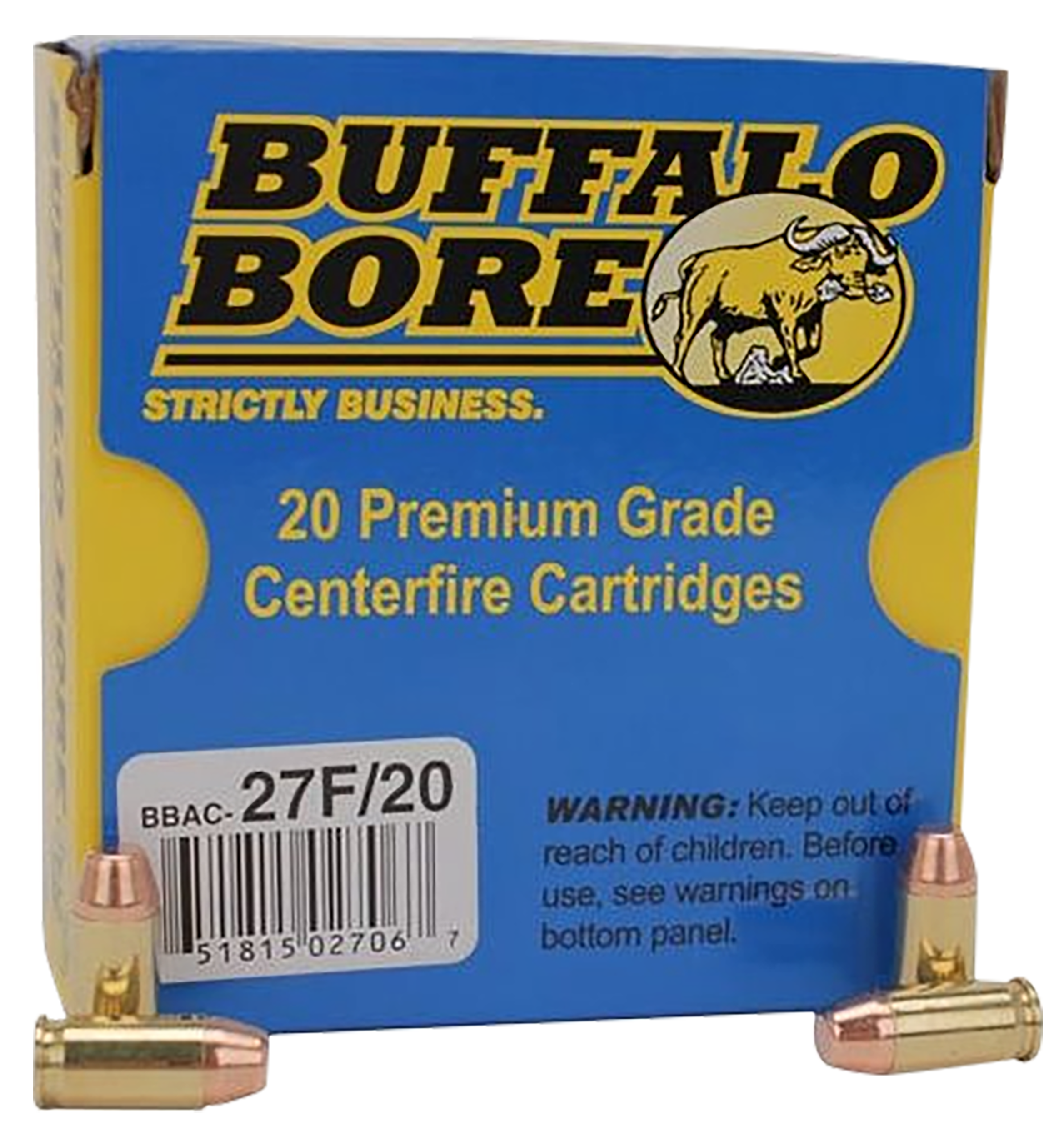 Buffalo Bore Ammunition 27F20 Standard Pressure Strictly Business 380ACP 95gr Full Metal Jacket Flat Nose 20 Rounds