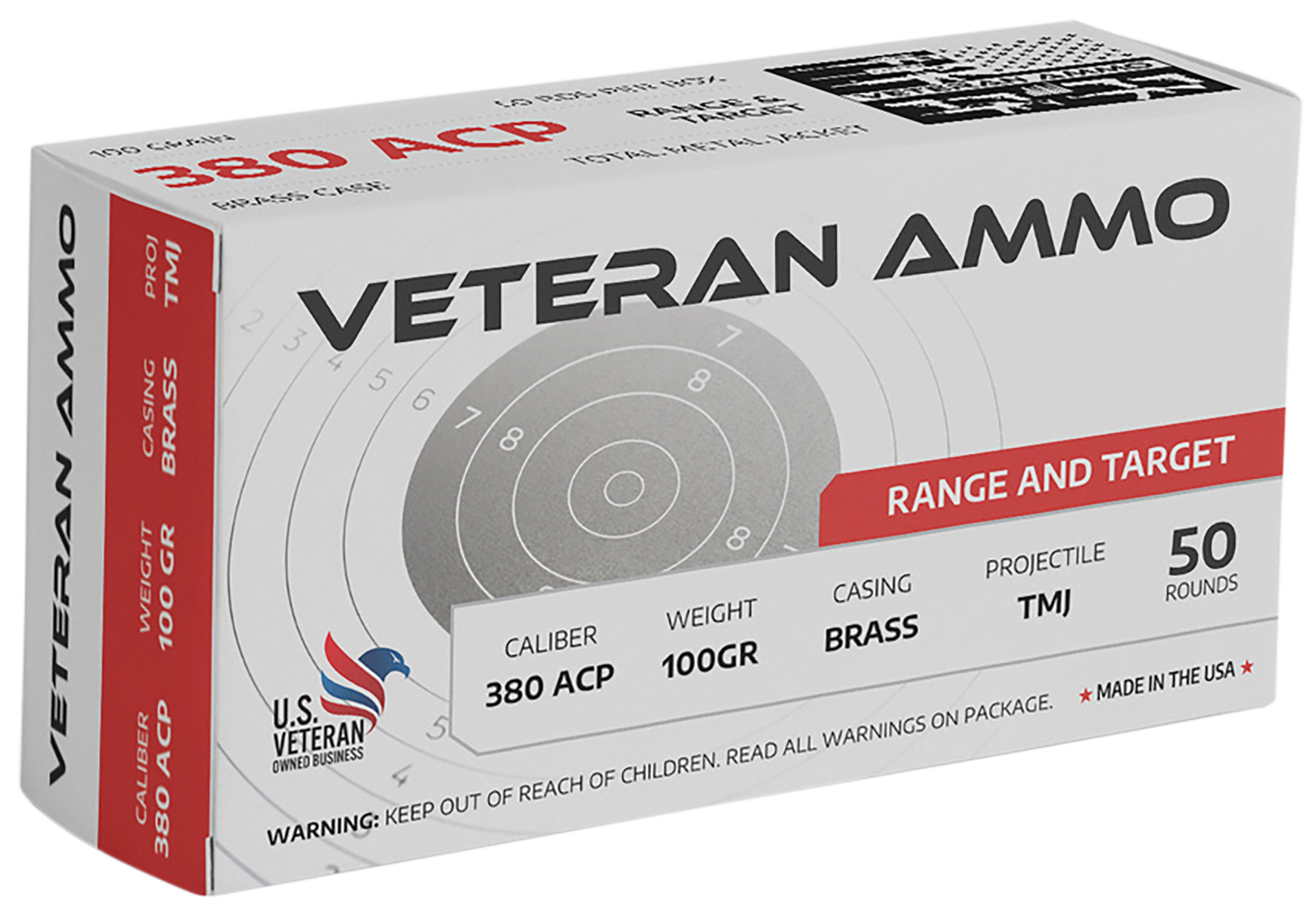 Hyperion Munitions HMBX38010050 Veteran Ammo  380 ACP 100 gr Full Metal Jacket 50 Rounds
