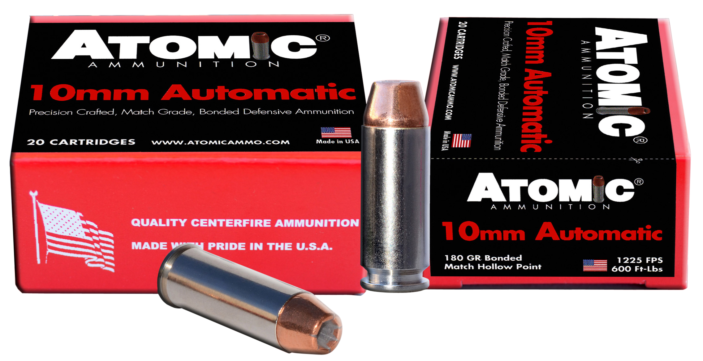 Atomic Ammunition 00457 Pistol Precision Craft 10mmAuto 180gr Bonded Match Hollow Point 20 Rounds