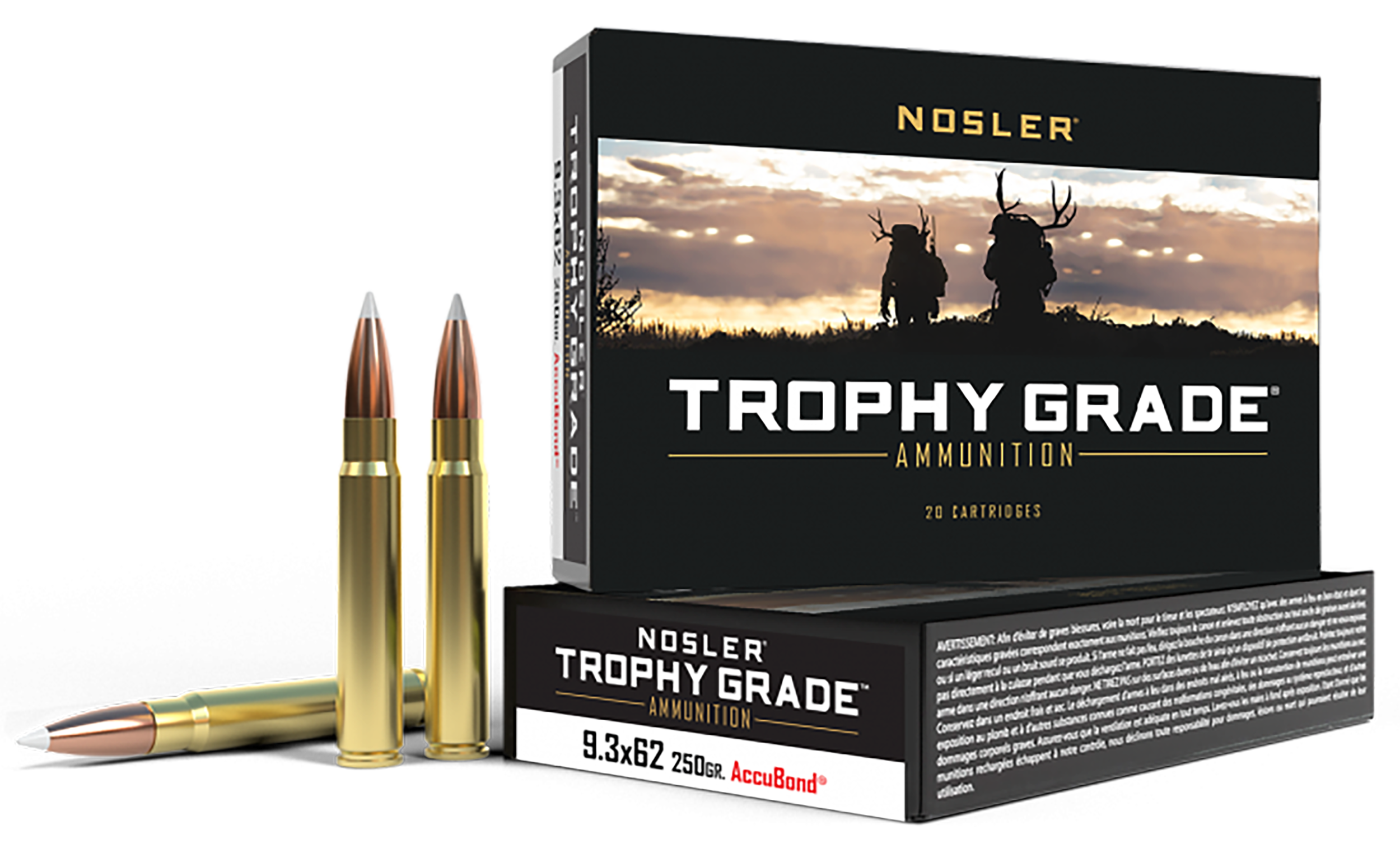 Nosler Trophy Grade 9.3x62 Mauser Nosler Accubond 250 Grain 20 Rounds