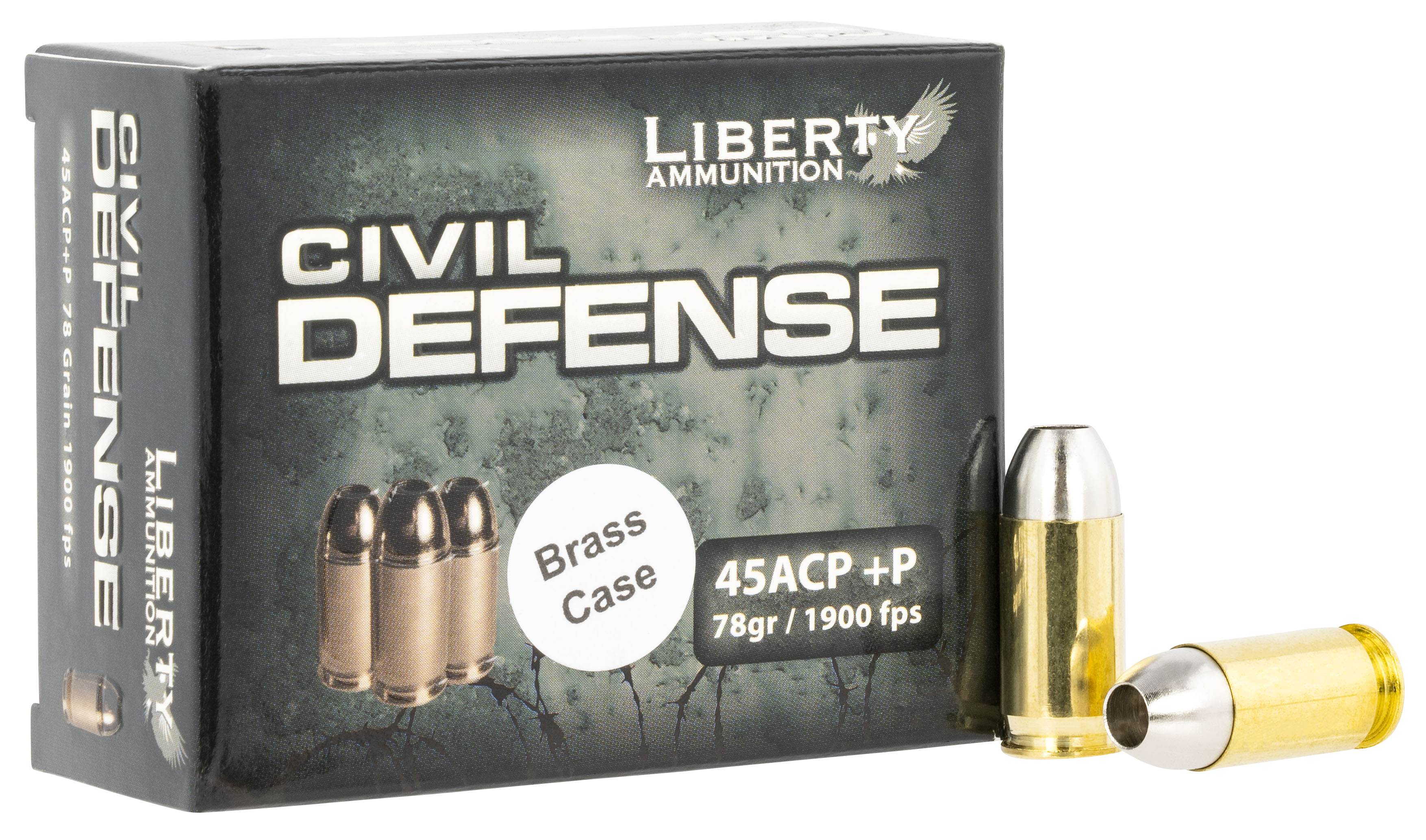 Liberty Ammunition LACD45013BC Civil Defense  45ACP+P 78gr Lead Free Fragmenting Hollow Point 20 Rounds