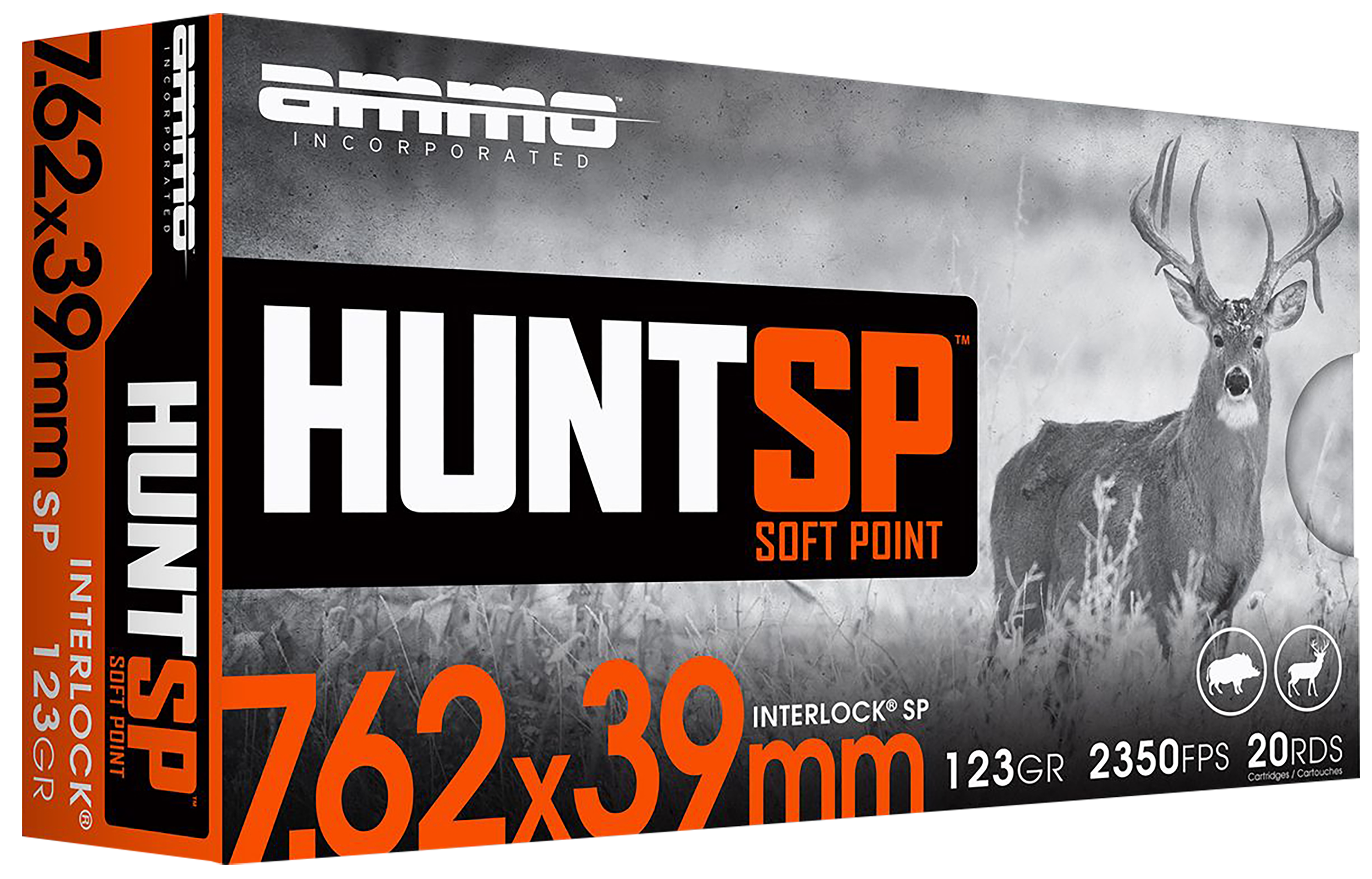 Ammo Inc 76239123SPA20 Hunt  7.62x39mm 123gr Soft Point 20 Rounds