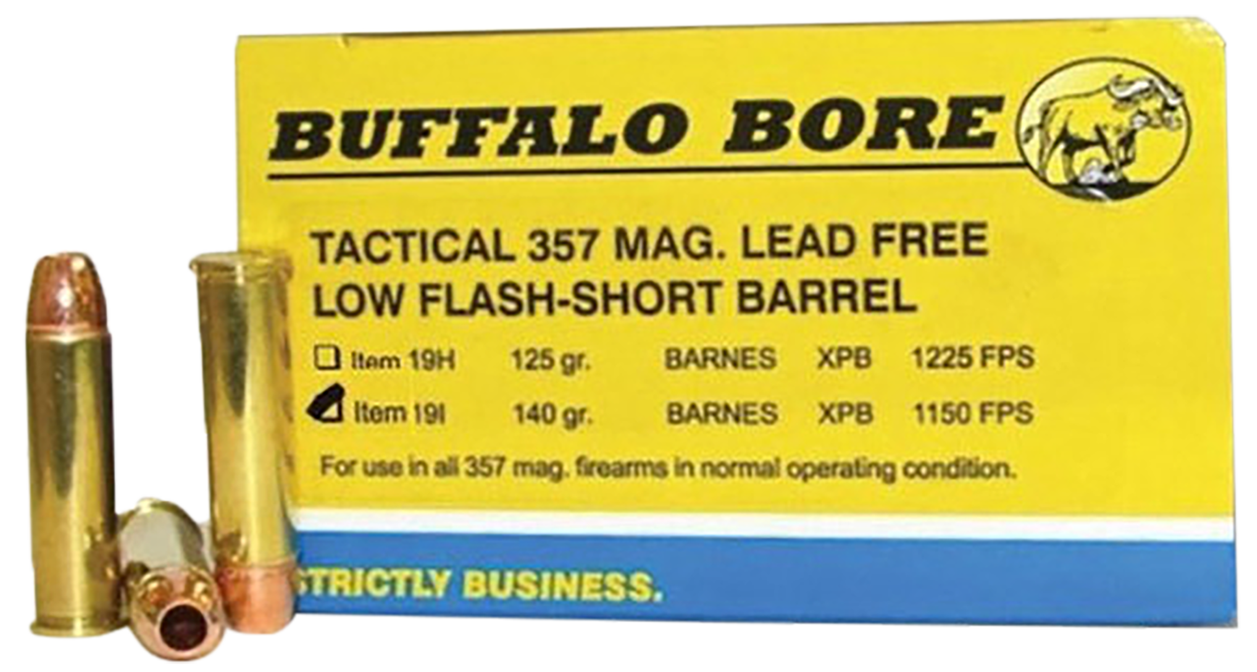 Buffalo Bore Ammunition 19I20 Buffalo-Barnes Strictly Business 357Mag 140gr Barnes VOR-TX XPB Lead Free 20 Rounds