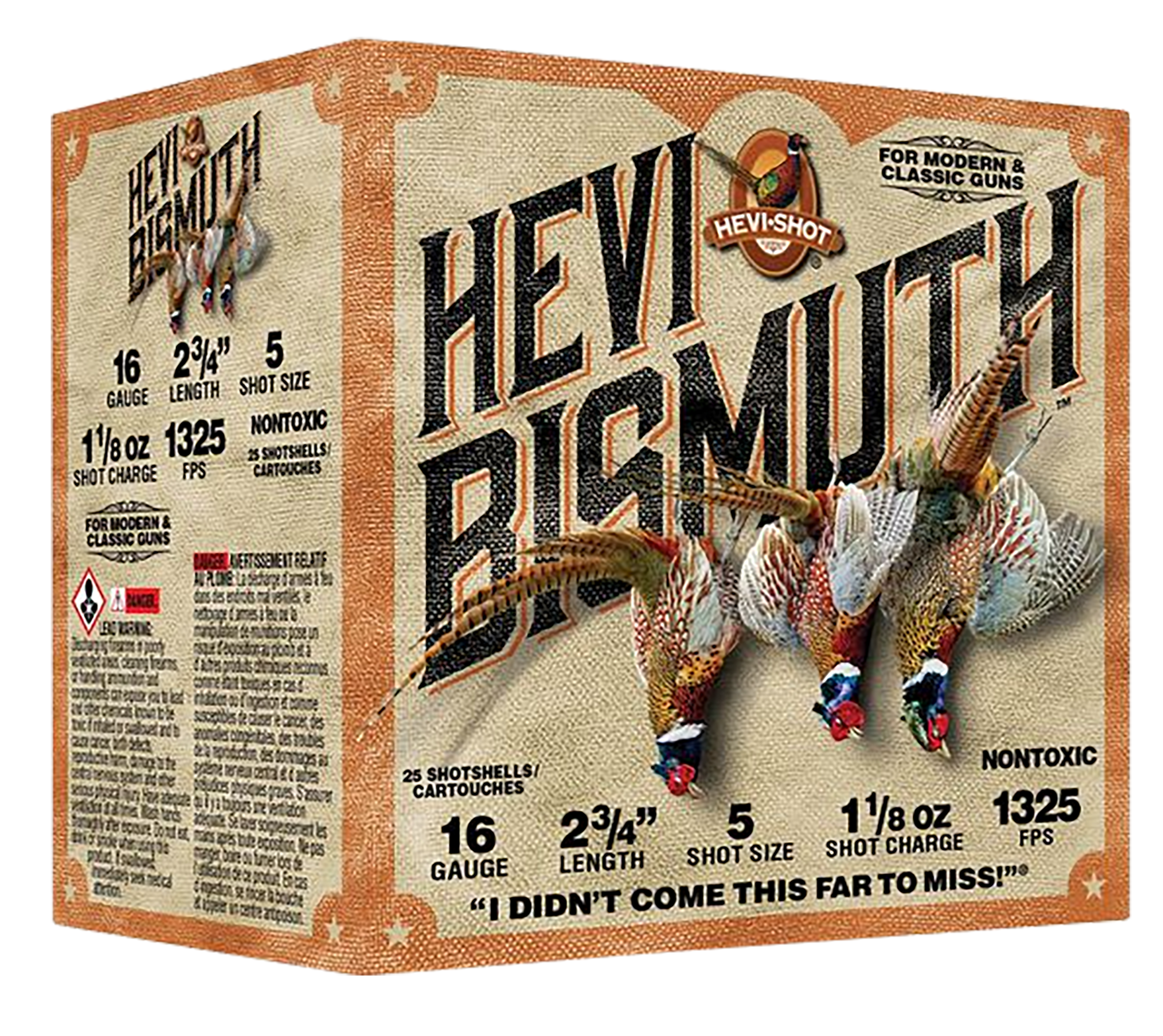 HEVI-Shot HS16715 HEVI-Bismuth Upland 16Gauge 2.75" 1 1/8oz Bismuth 5Shot 25 Rounds