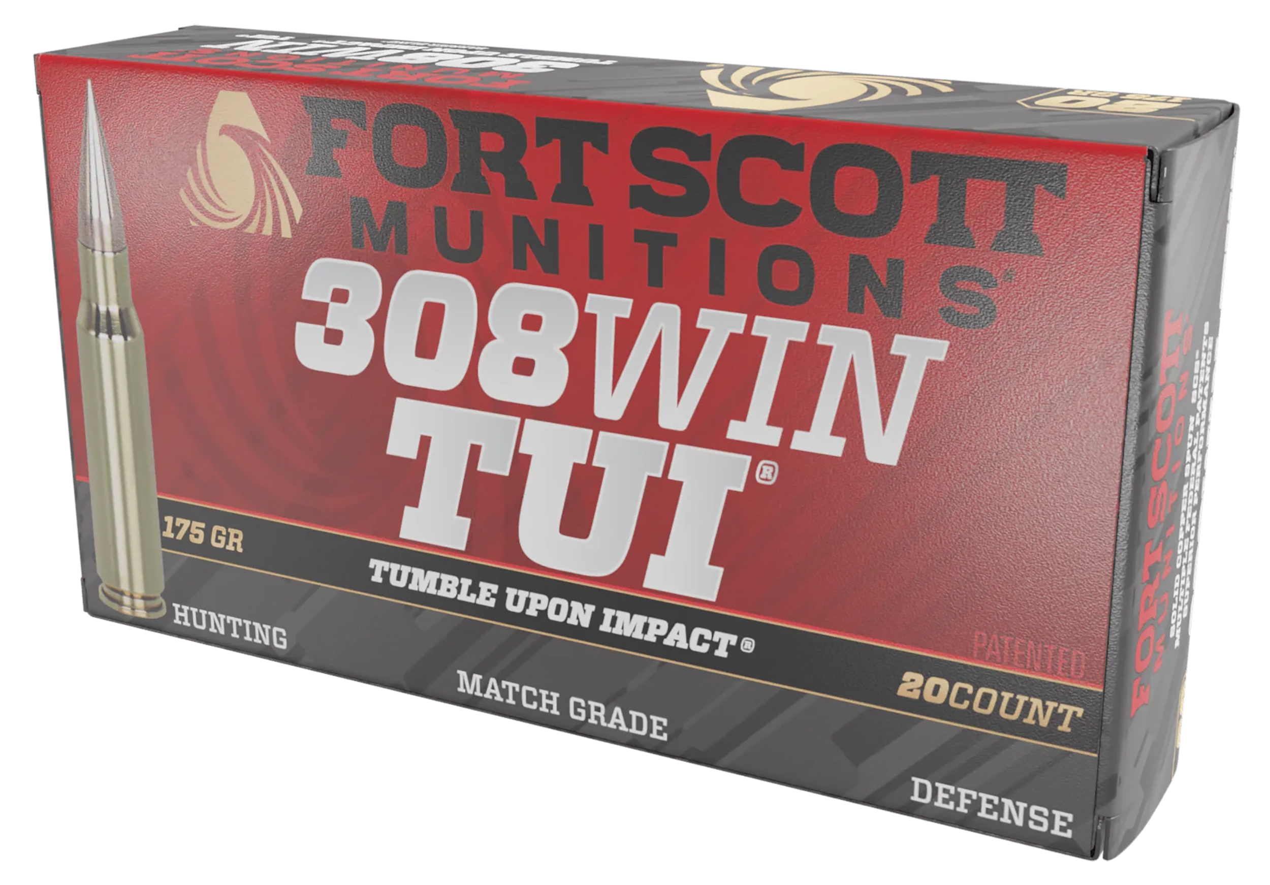 Fort Scott Munitions 308175SCV2 Tumble Upon Impact (TUI) Rifle 308Win 175gr Solid Copper Spun 20 Rounds