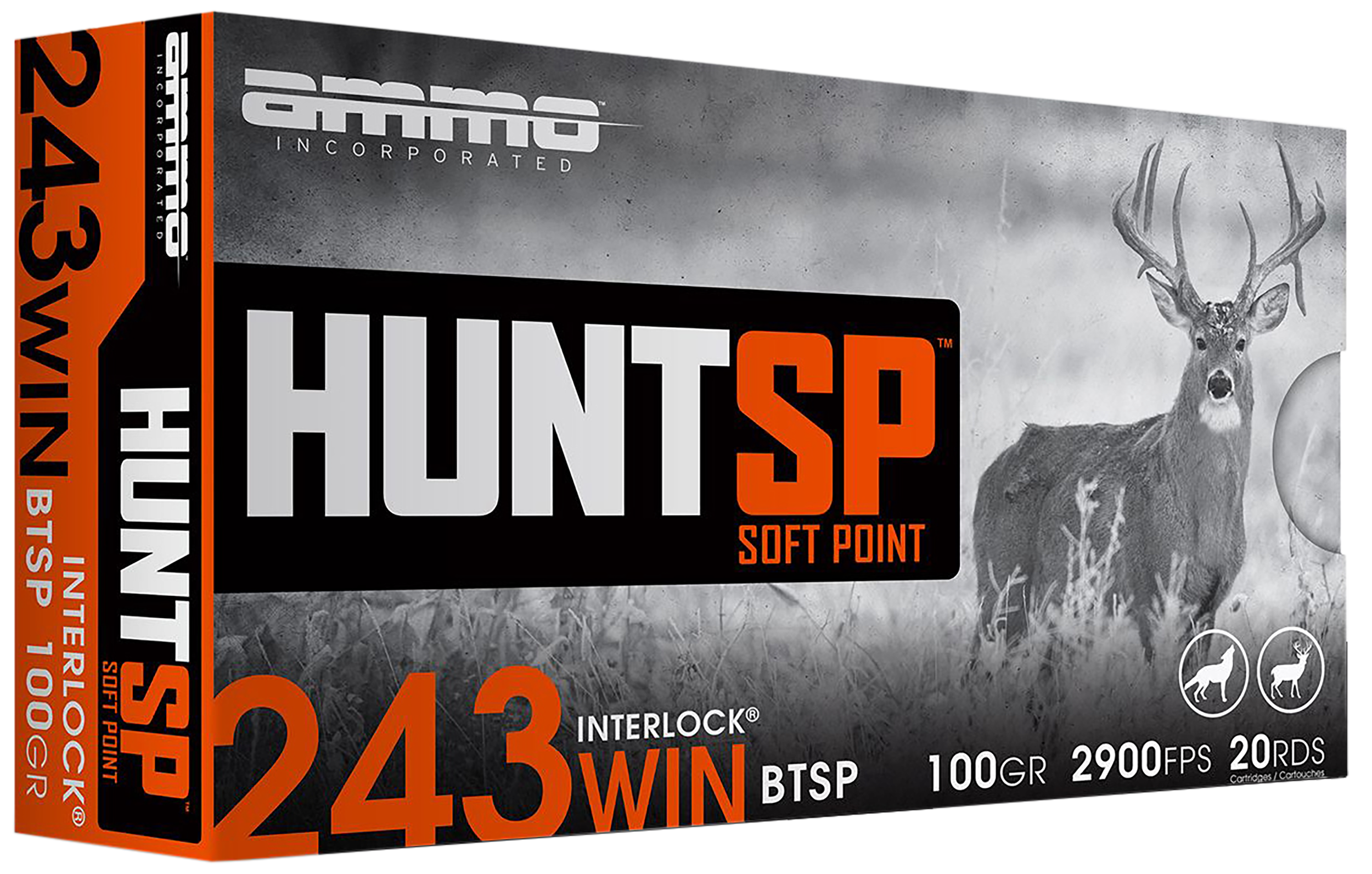 Ammo Inc 243W100SPA20 Hunt  243Win 100gr Soft Point 20 Rounds