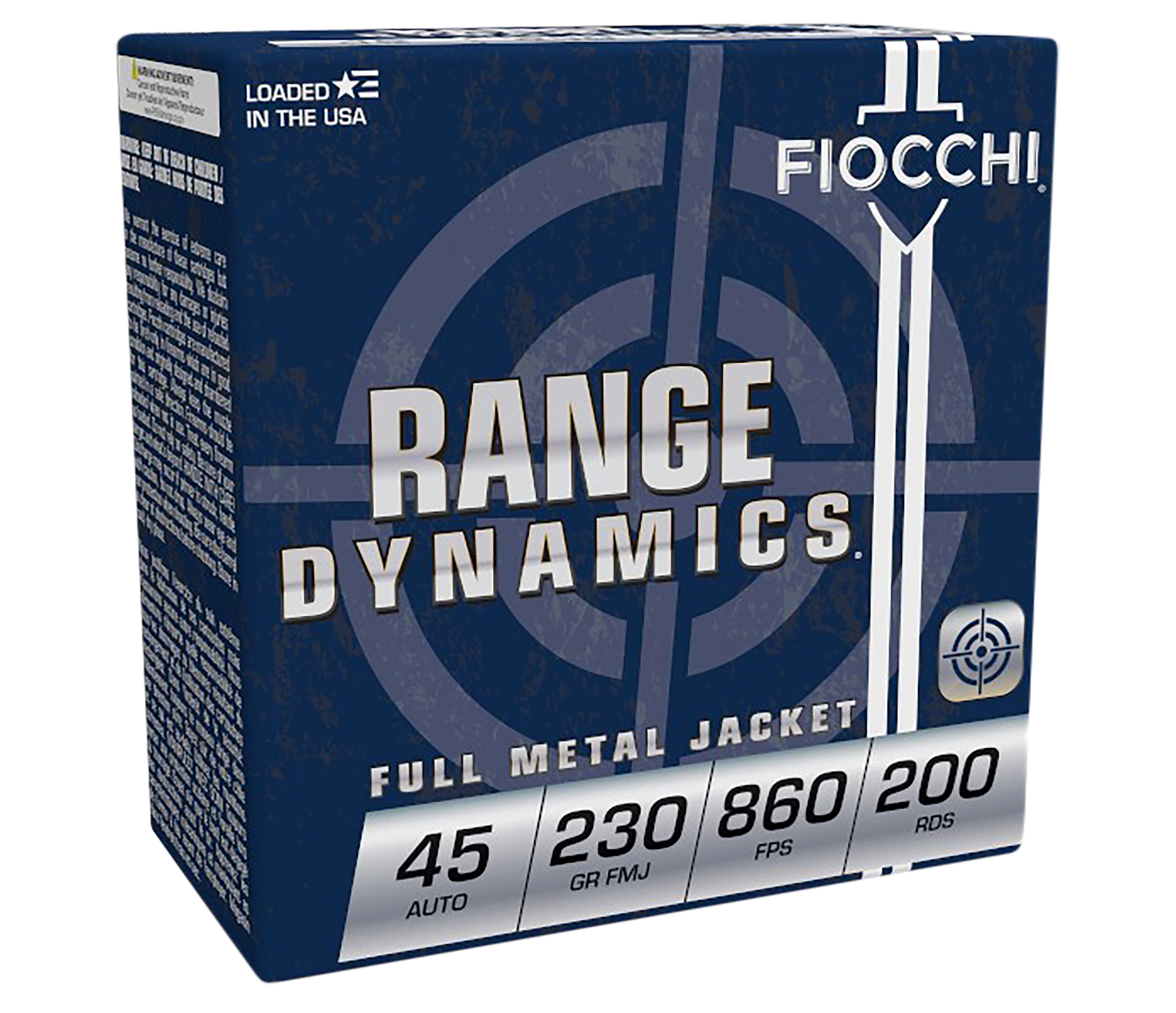 Fiocchi, Range Dynamics, 45 ACP, Full Metal Jacket, 230 Grain, 600 Rounds