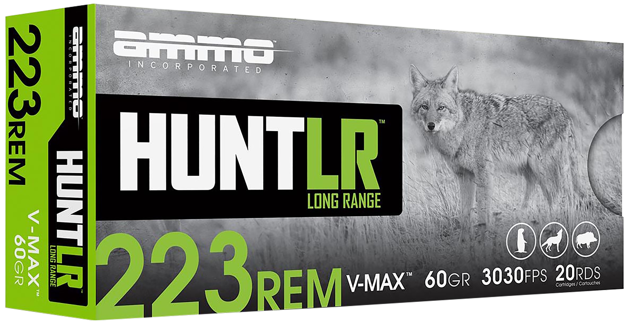 Ammo Inc 223060VMXA20 Hunt Long Range 223Rem 60gr V-Max 20 Rounds