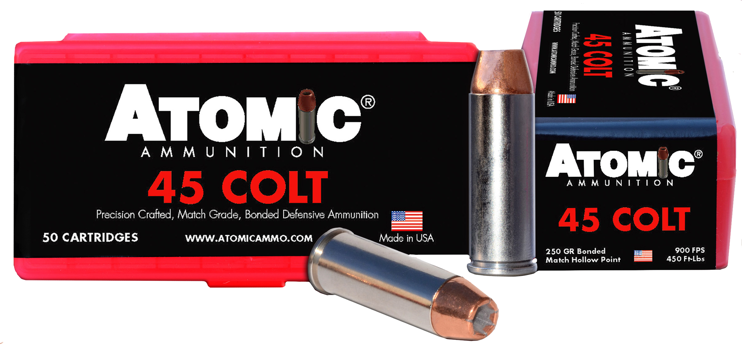 Atomic Ammunition 00444 Pistol Precision Craft 45Colt 250gr Bonded Match Hollow Point 50 Rounds