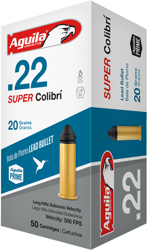 Aguila Super Colibri 22 Long Rifle Lead Solid 20 Grain 50 Rounds