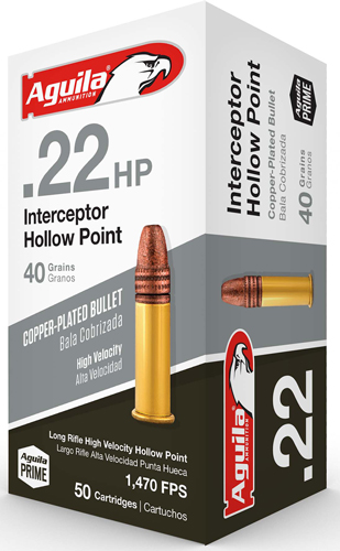 Aguila Interceptor 22 Long Rifle Lead Hollow Point 40 Grain 50 Rounds