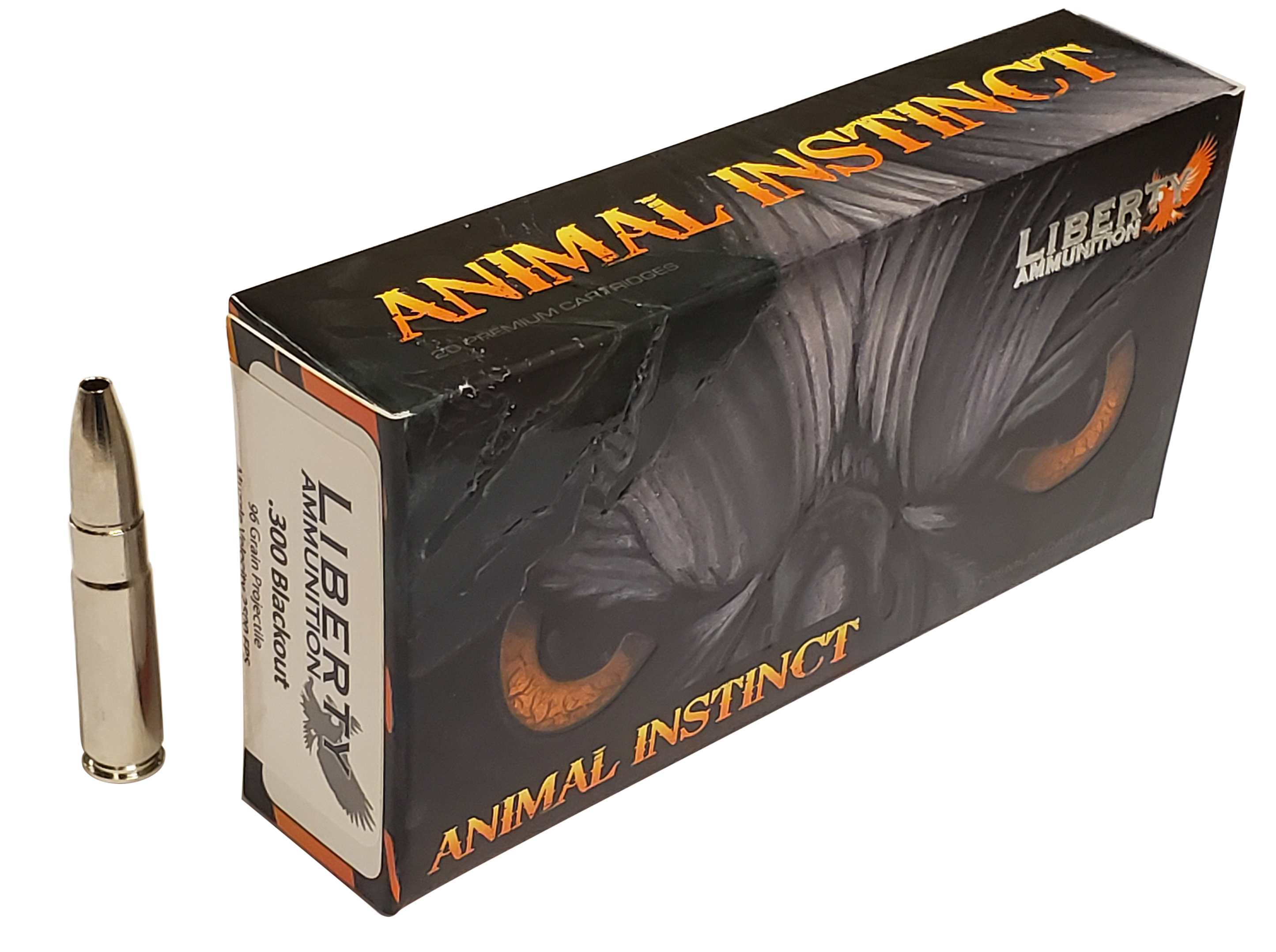 Liberty Ammunition LAHAC300044 Animal Instinct  300Blackout 96gr Fragmenting Copper Hollow Point 20 Rounds