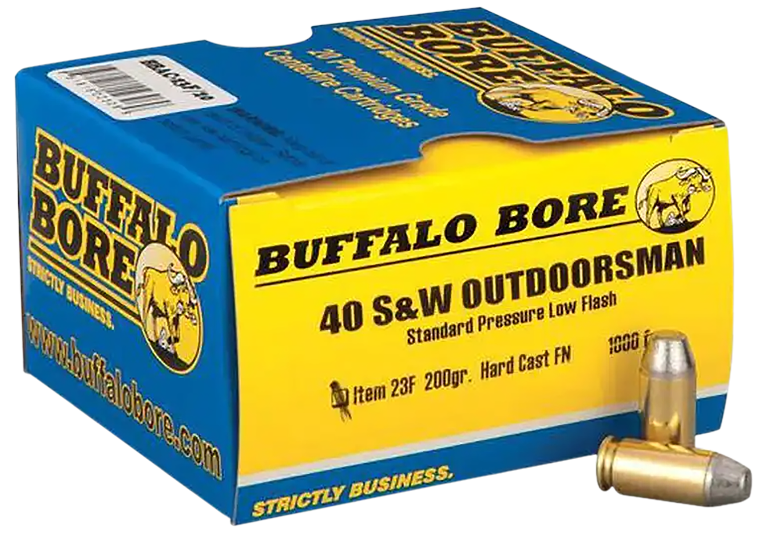 Buffalo Bore Ammunition 23F20 Outdoorsman Strictly Business 40S&W 200gr Hard Cast Flat Nose 20 Rounds