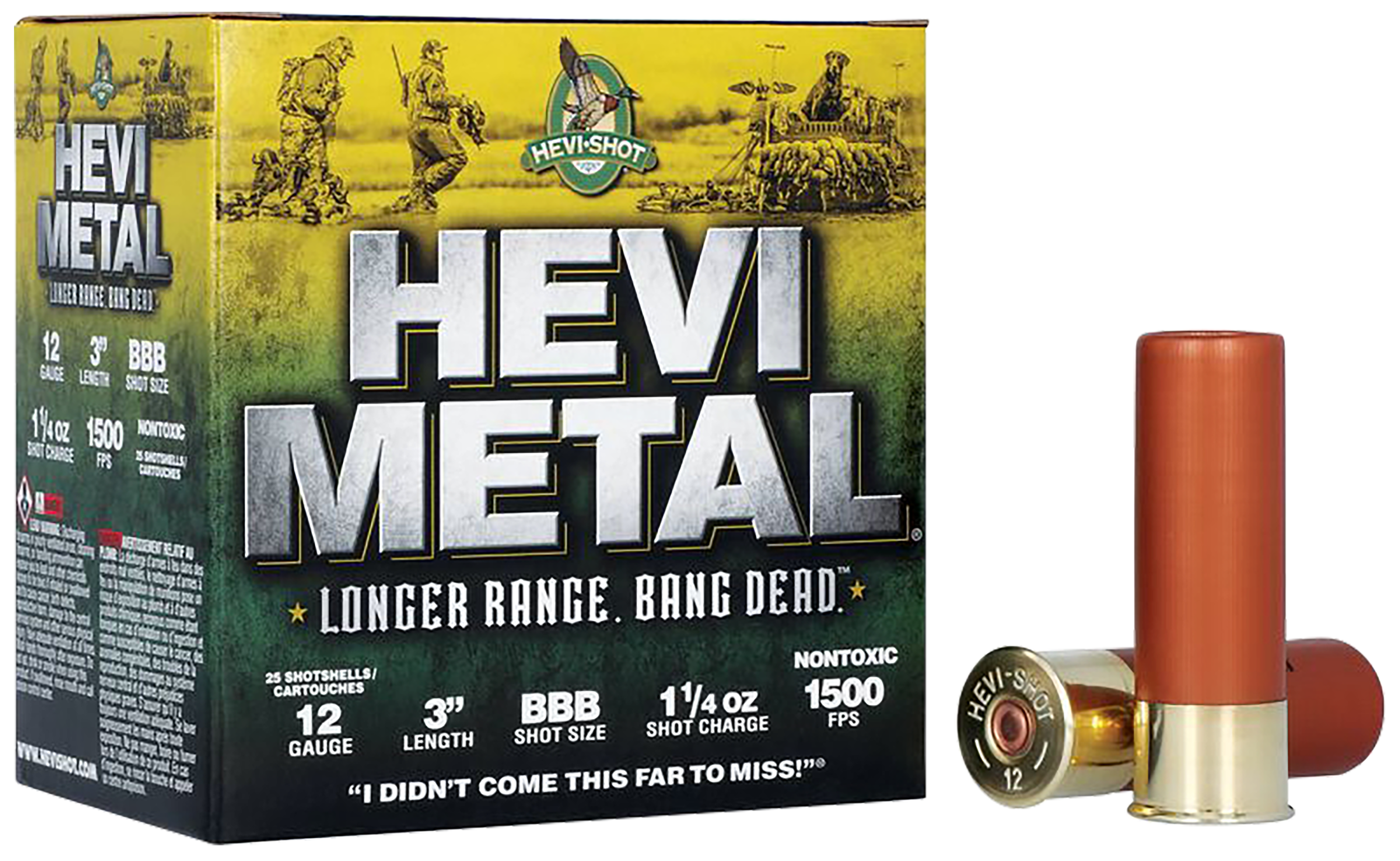 HEVI-Metal HS38008 HEVI-Metal Longer Range 12Gauge 3" 1 1/4oz BBBShot 25 Rounds