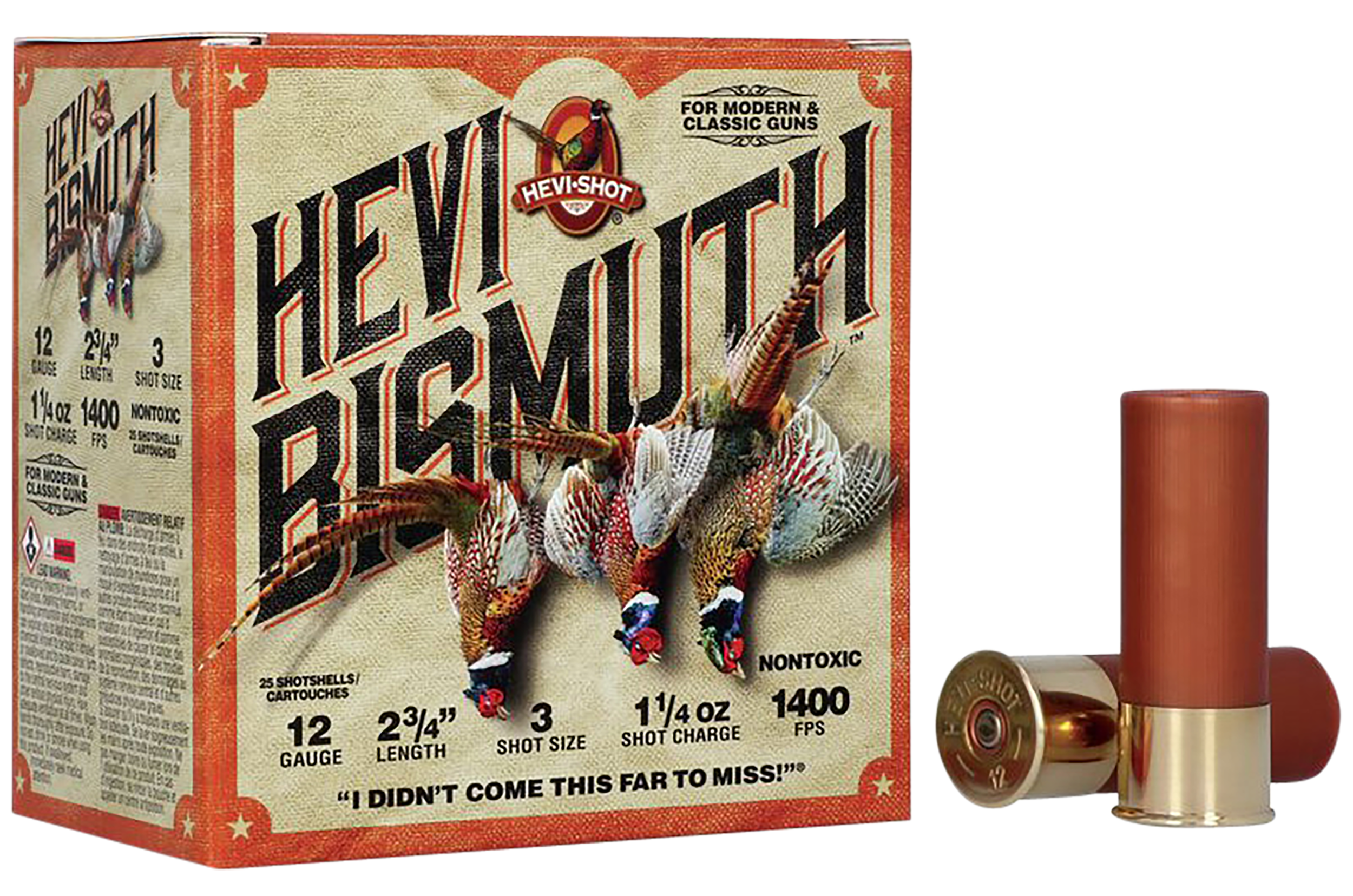 HEVI-Shot HS14713 HEVI-Bismuth Upland 12Gauge 2.75" 1 1/4oz Bismuth 3Shot 25 Rounds