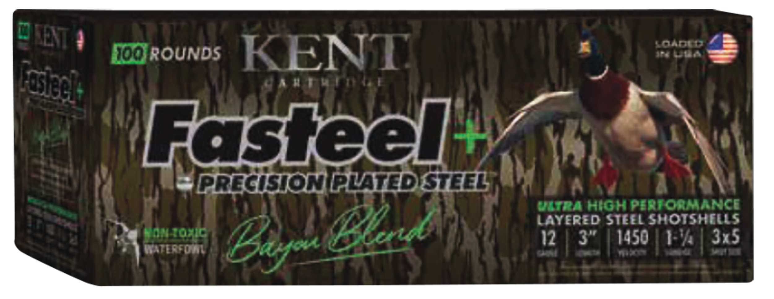 Kent Cartridge CC123FSP363X5 Fasteel + Precision Steel Sports South Exclusive Bayou Blend 12Gauge 3" 1 1/4oz 3x5Shot 200 Rounds