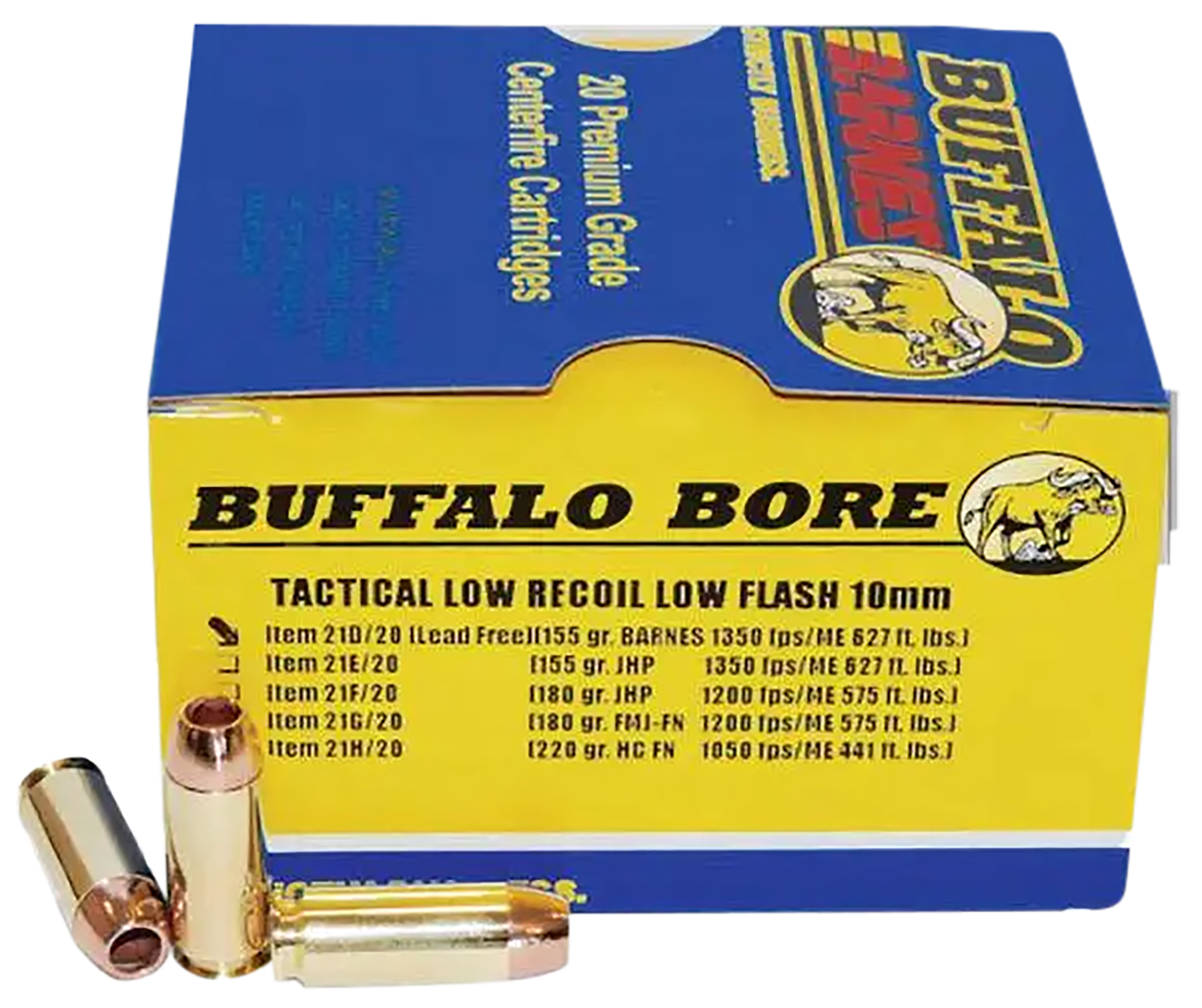 Buffalo Bore Ammunition 21D20 Buffalo-Barnes Strictly Business 10mmAuto 155gr Barnes TAC-XP Lead Free 20 Rounds