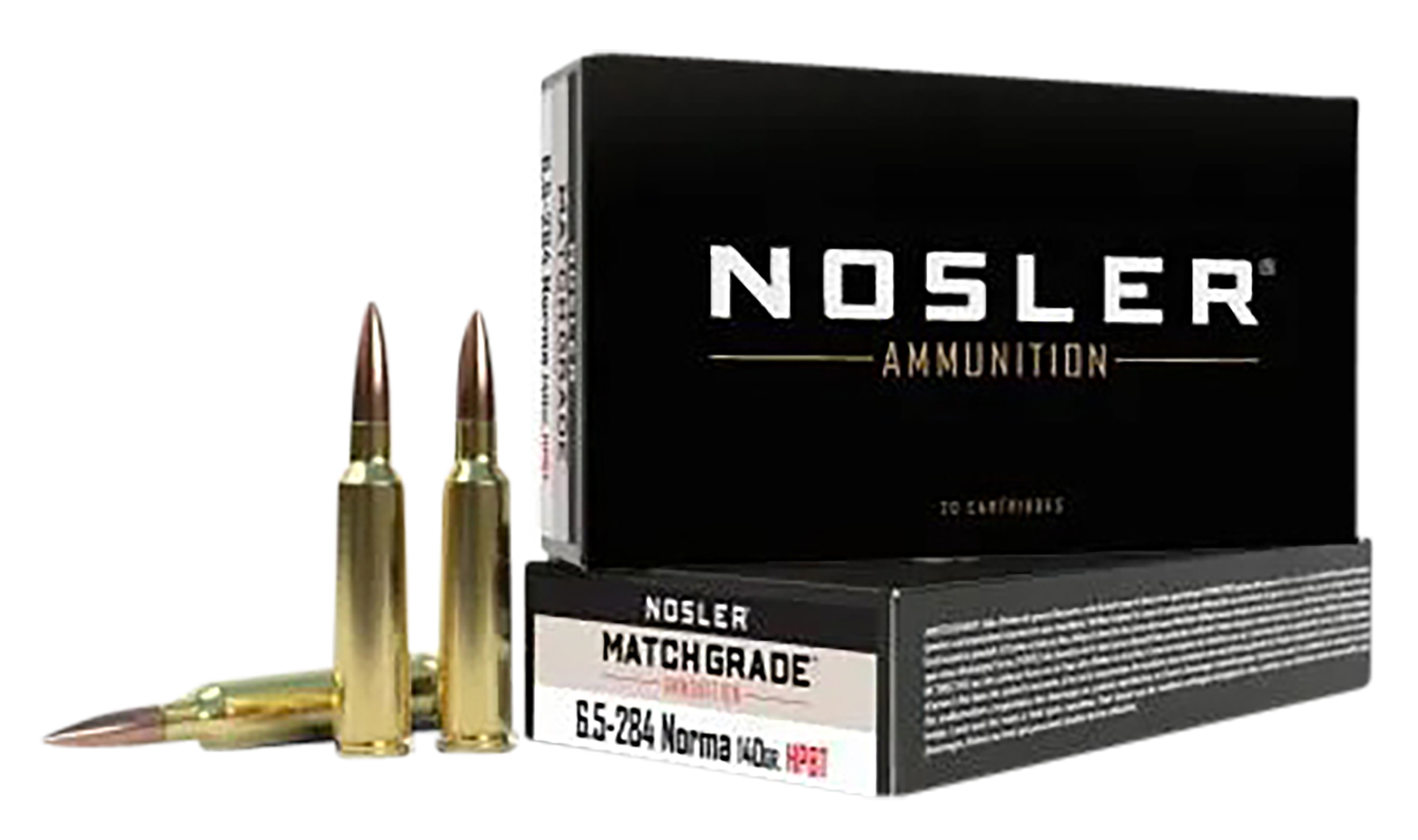 Nosler Match Grade, 6.5x284 Norma, Hollow Point Boat Tail, 140 Grain, 20 Rounds