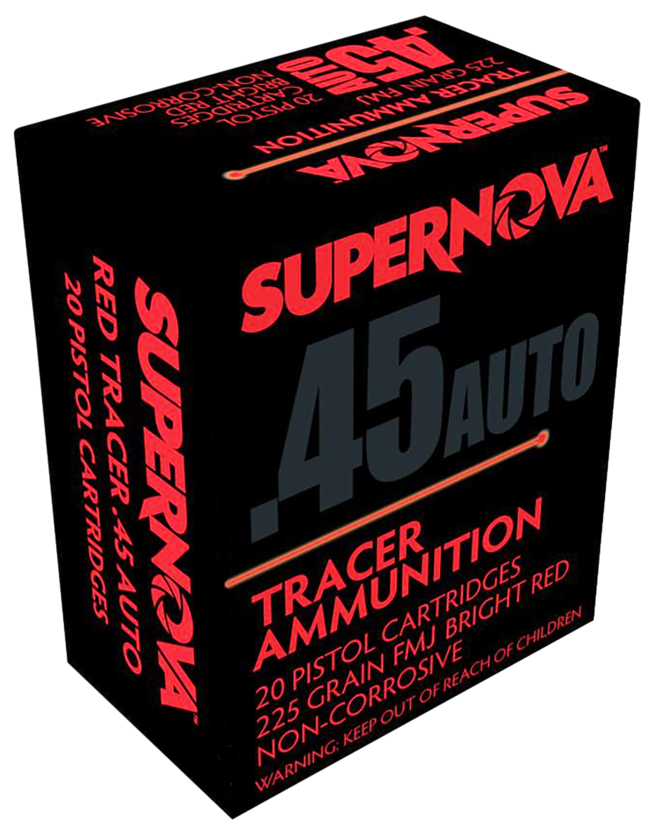 Supernova PMSN45ACR Red Tracer Non Corrosive 45ACP 225gr Full Metal Jacket 20 Rounds