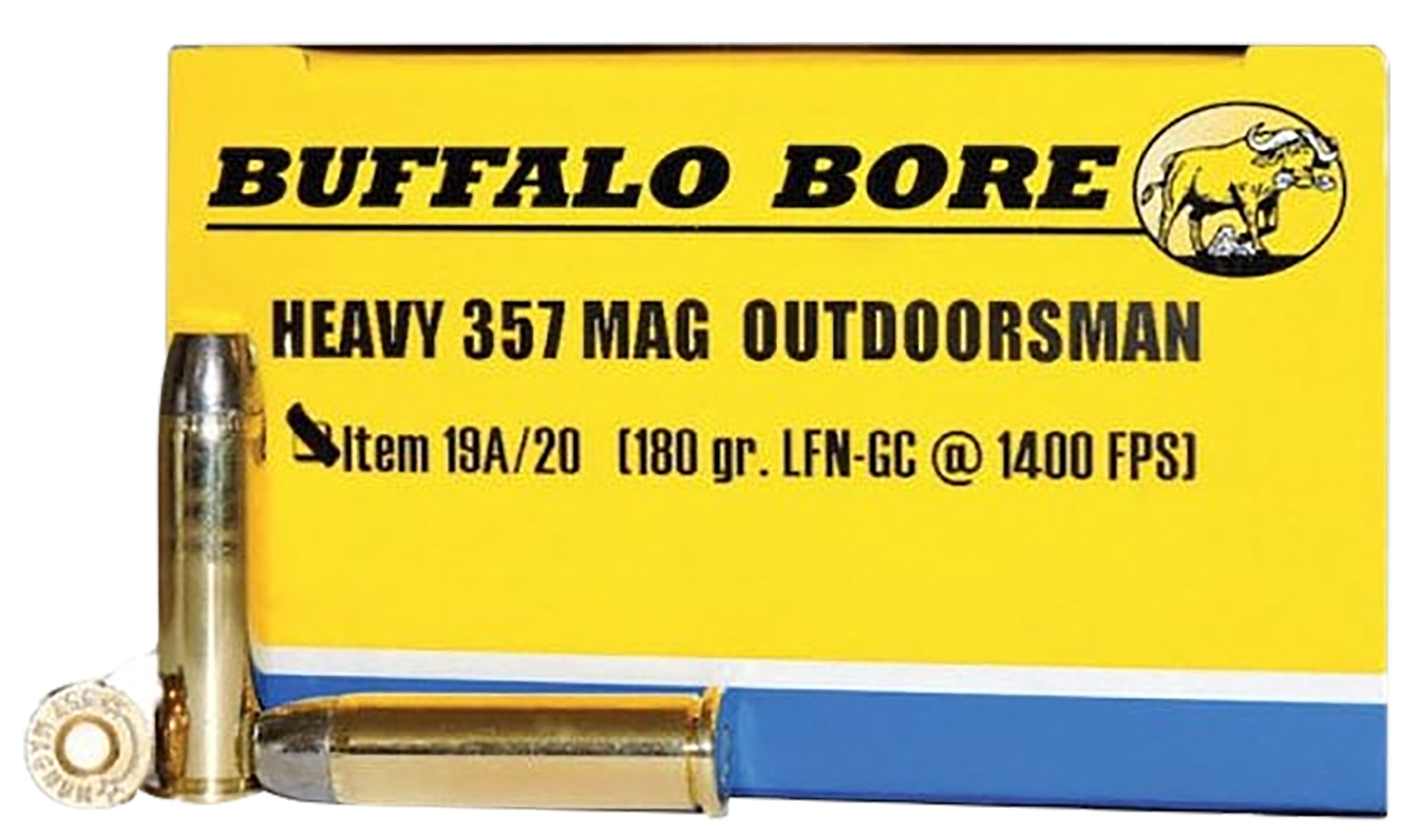 Buffalo Bore Ammunition 19A20 Outdoorsman Strictly Business 357Mag 180gr Hard Cast Flat Nose 20 Rounds