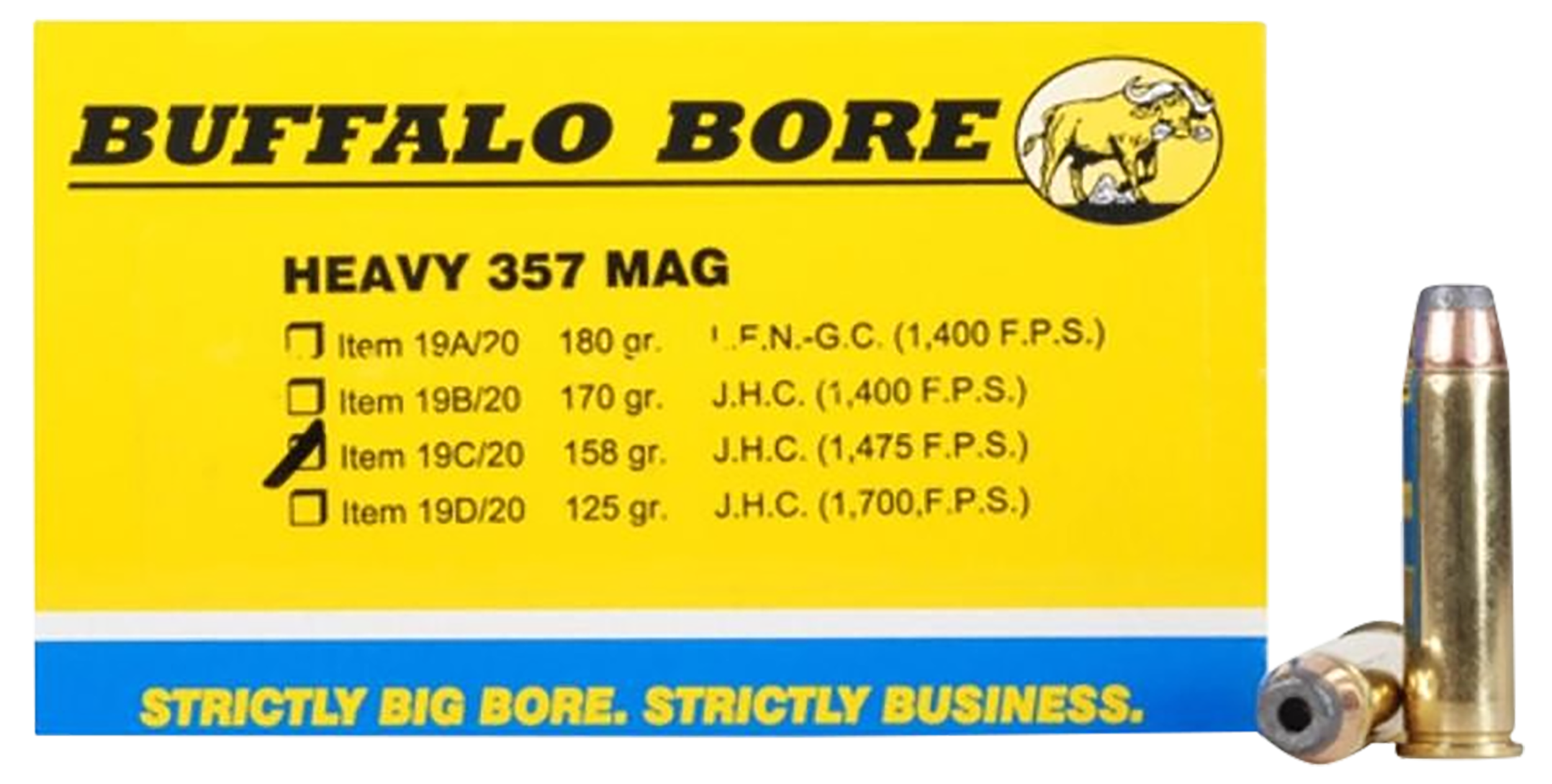 Buffalo Bore Ammunition 19C20 Heavy Strictly Business 357Mag 158gr Jacket Hollow Point 20 Rounds