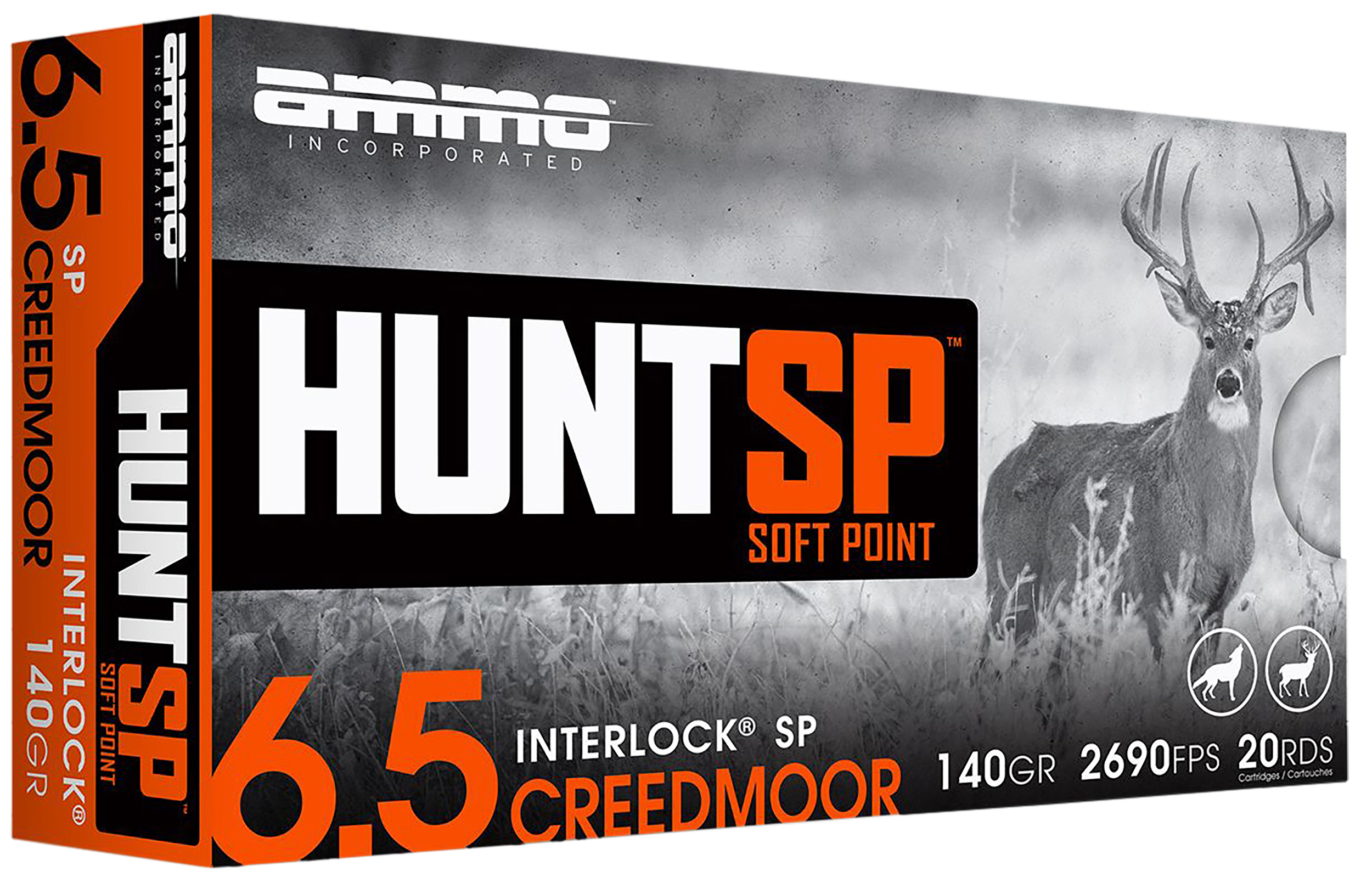 Ammo Inc 65CM140SPA20 Hunt  6.5Creedmoor 140gr Soft Point 20 Rounds
