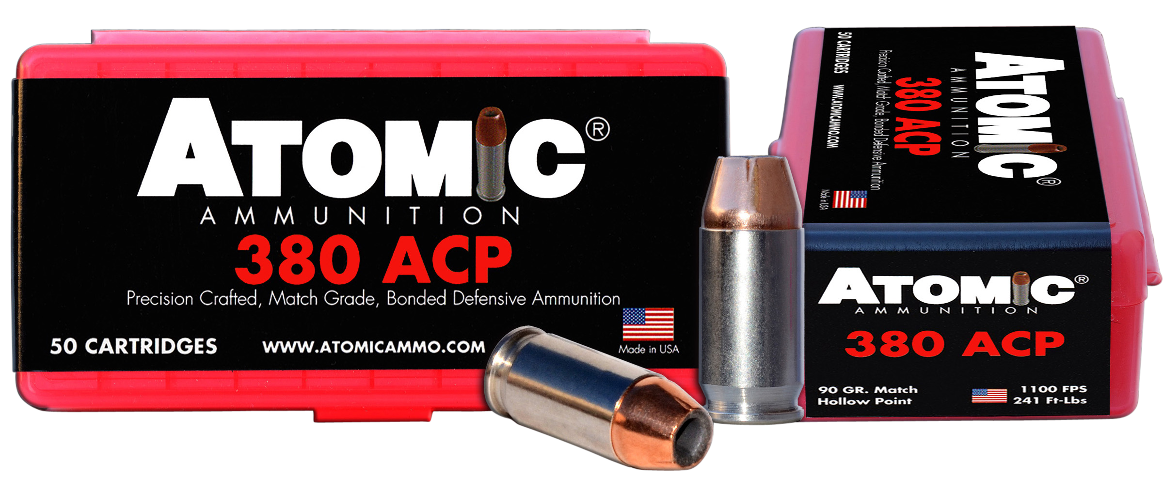 Atomic Ammunition 00414 Pistol Precision Craft 380ACP 90gr Hollow Point 50 Rounds
