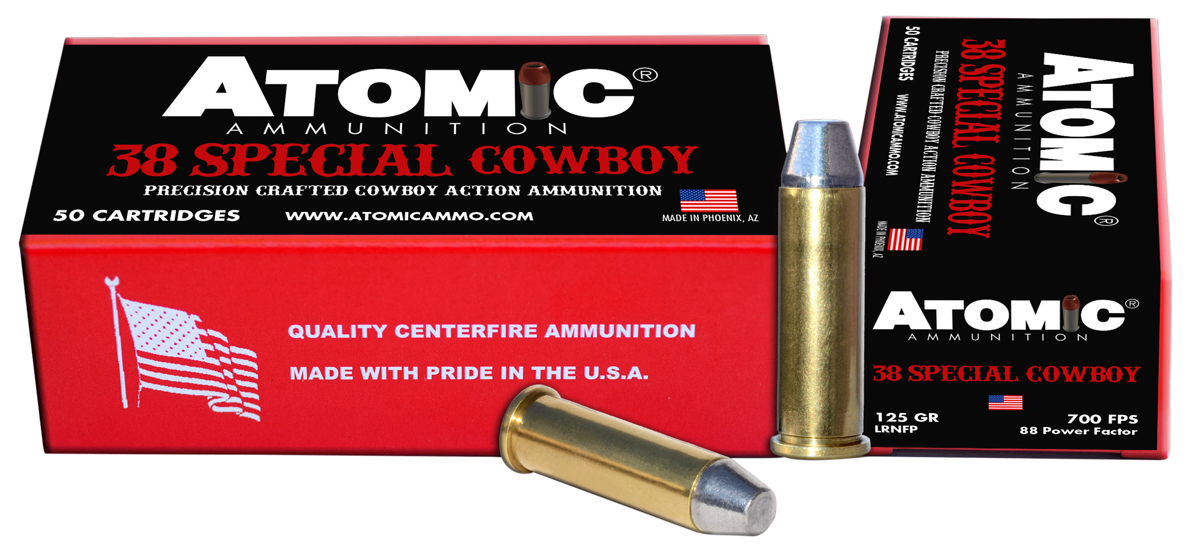 Atomic Ammunition 451 Cowboy Action Precision Craft 38Special 125gr Lead Round Nose Flat Point 50 Rounds