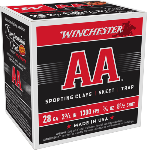Winchester AA 28 Gauge 3/4 Ounce Lead Shot 1300 Fps 25 Rounds