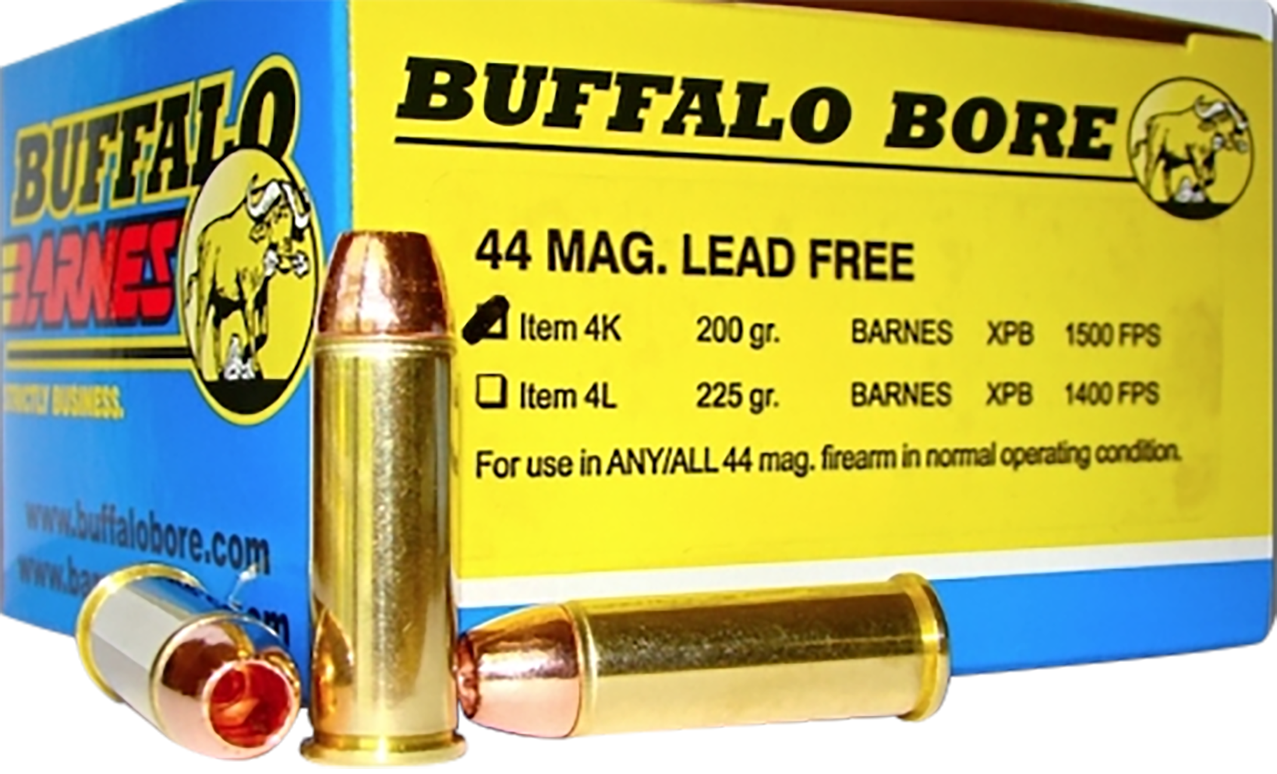 Buffalo Bore Ammunition 4K20 Buffalo-Barnes Strictly Business 44Rem Mag 200gr Barnes VOR-TX XPB Lead Free 20 Rounds
