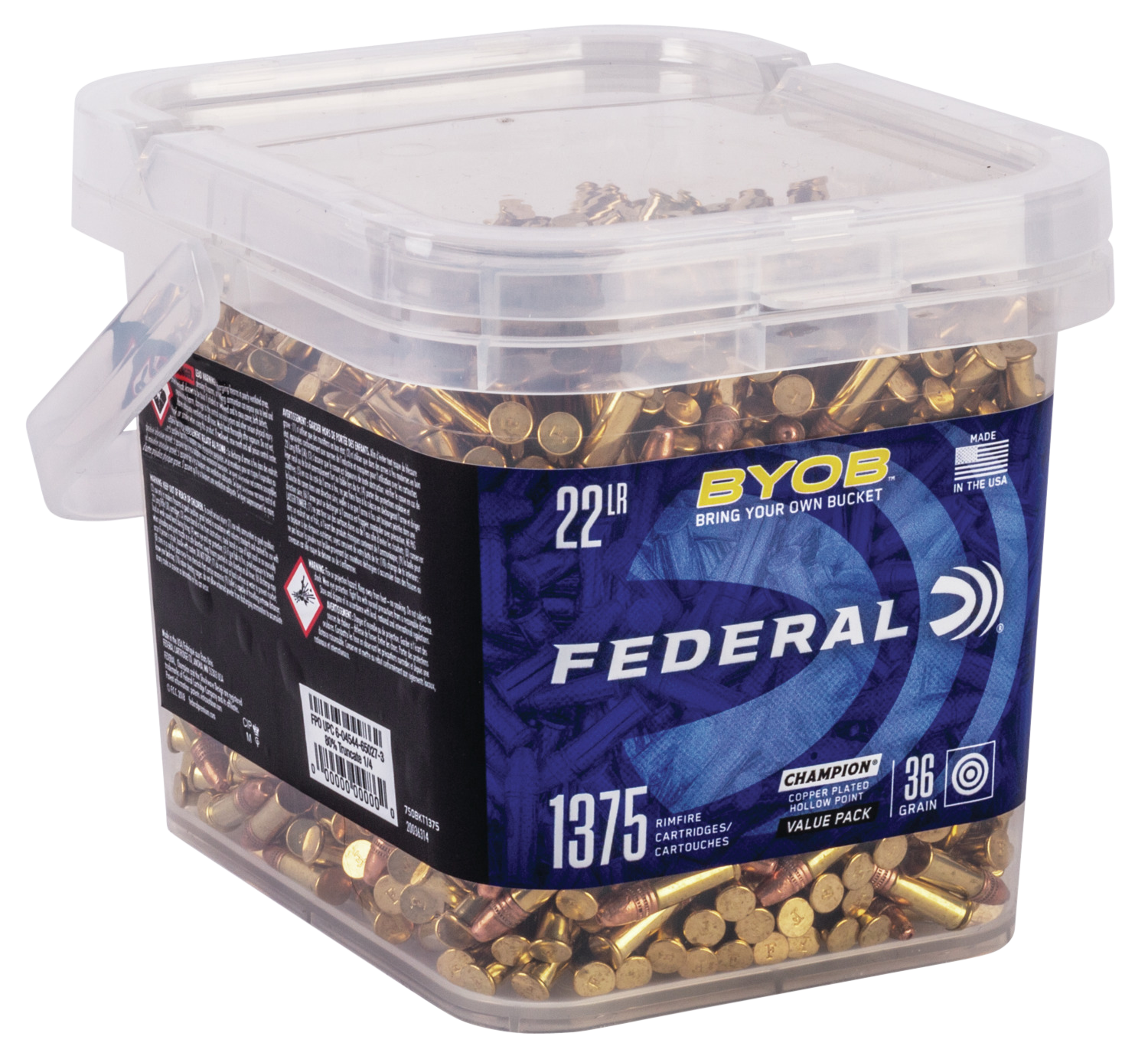 Federal Champion Training 22 Long Rifle Copper Plated Hollow Point 36 Grain 1375 Rounds