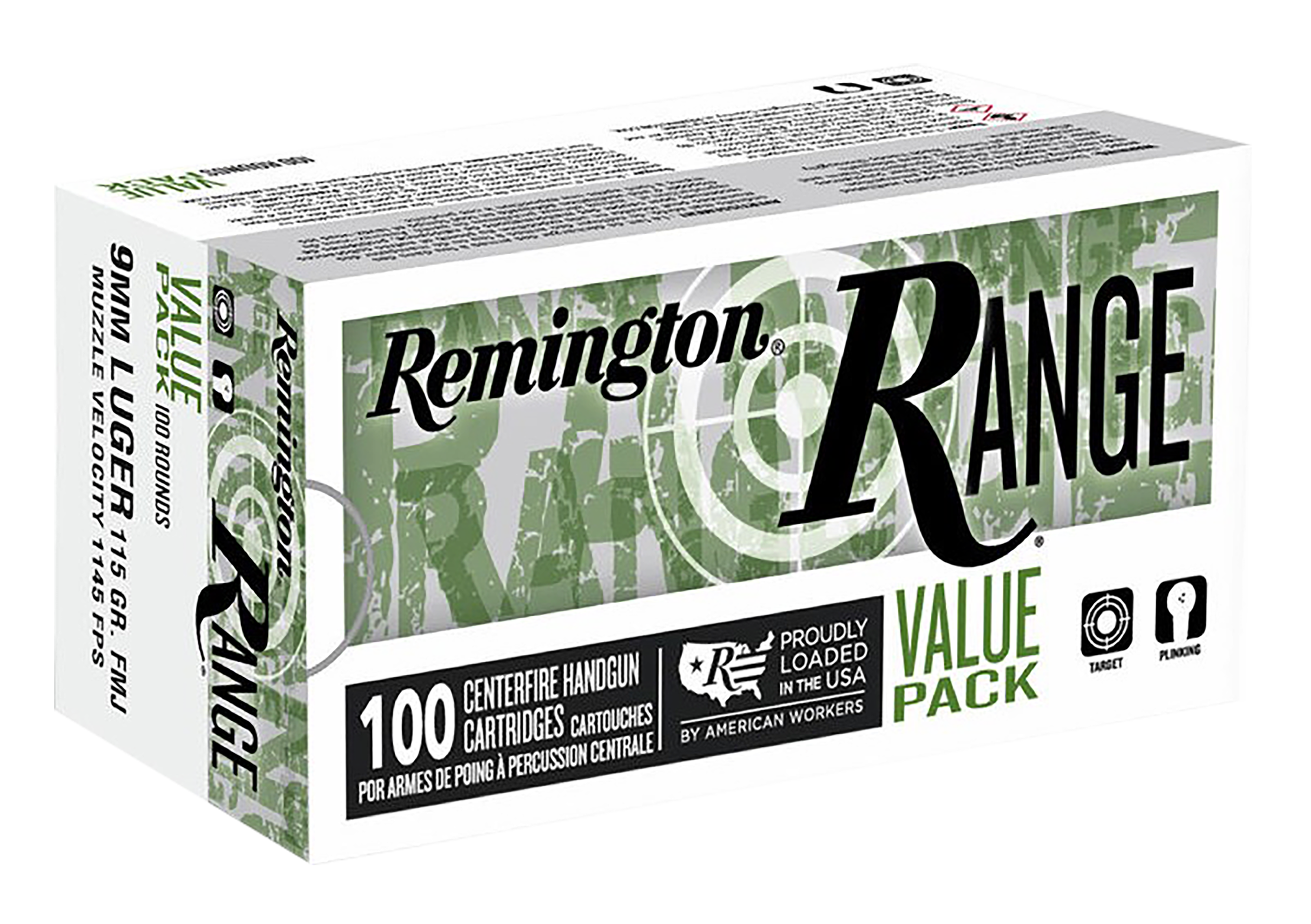 Remington R23979 9mm Luger Full Metal Jacket 115 Grain 100 Rounds