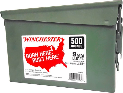 Winchester 9mm Luger Full Metal Jacket 115 Grain 500 Rounds